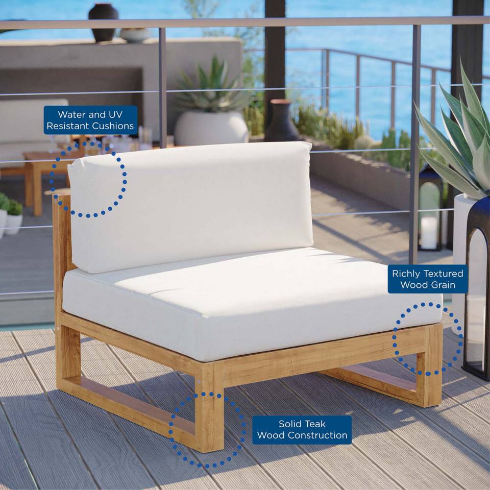 Modway Upland Outdoor Patio Teak Wood Armless Chair | Outdoor Patio Daybed | Modishstore-6