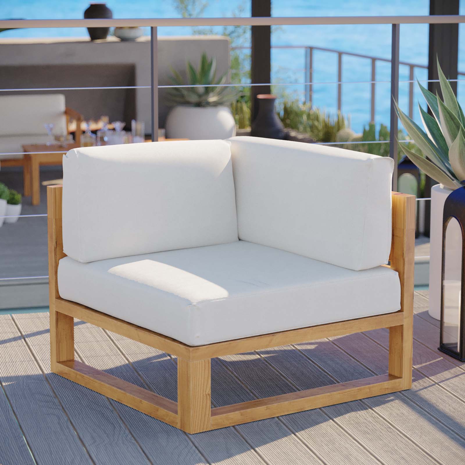 Modway Upland Outdoor Patio Teak Wood Corner Chair | Chairs & Recliners | Modishstore-5