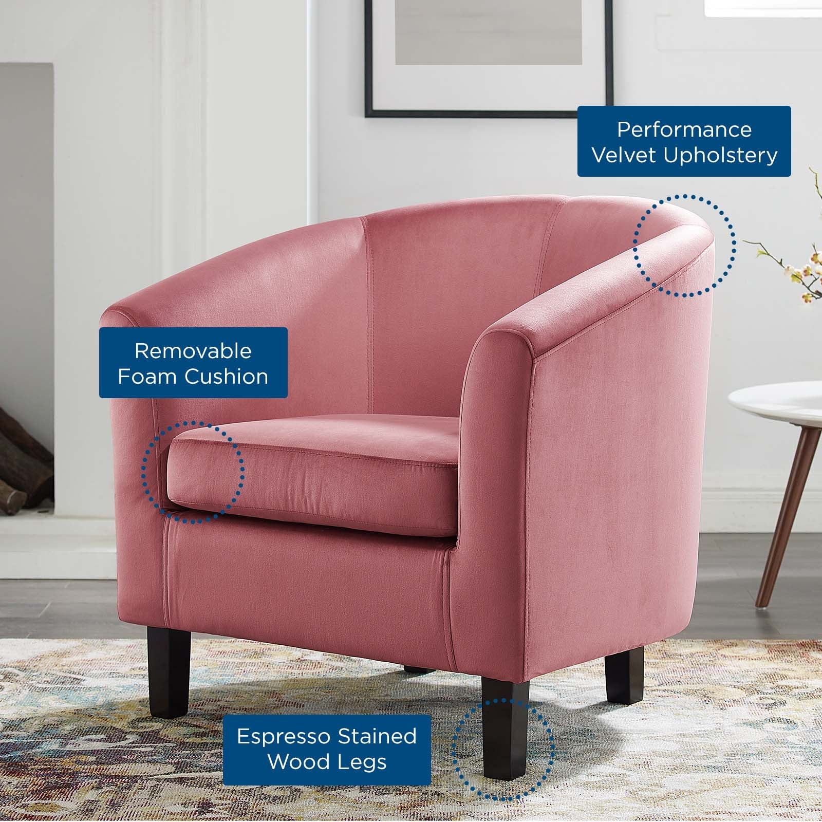Prospect Performance Velvet Armchair By Modway - EEI-4137 | Armchairs | Modishstore - 2