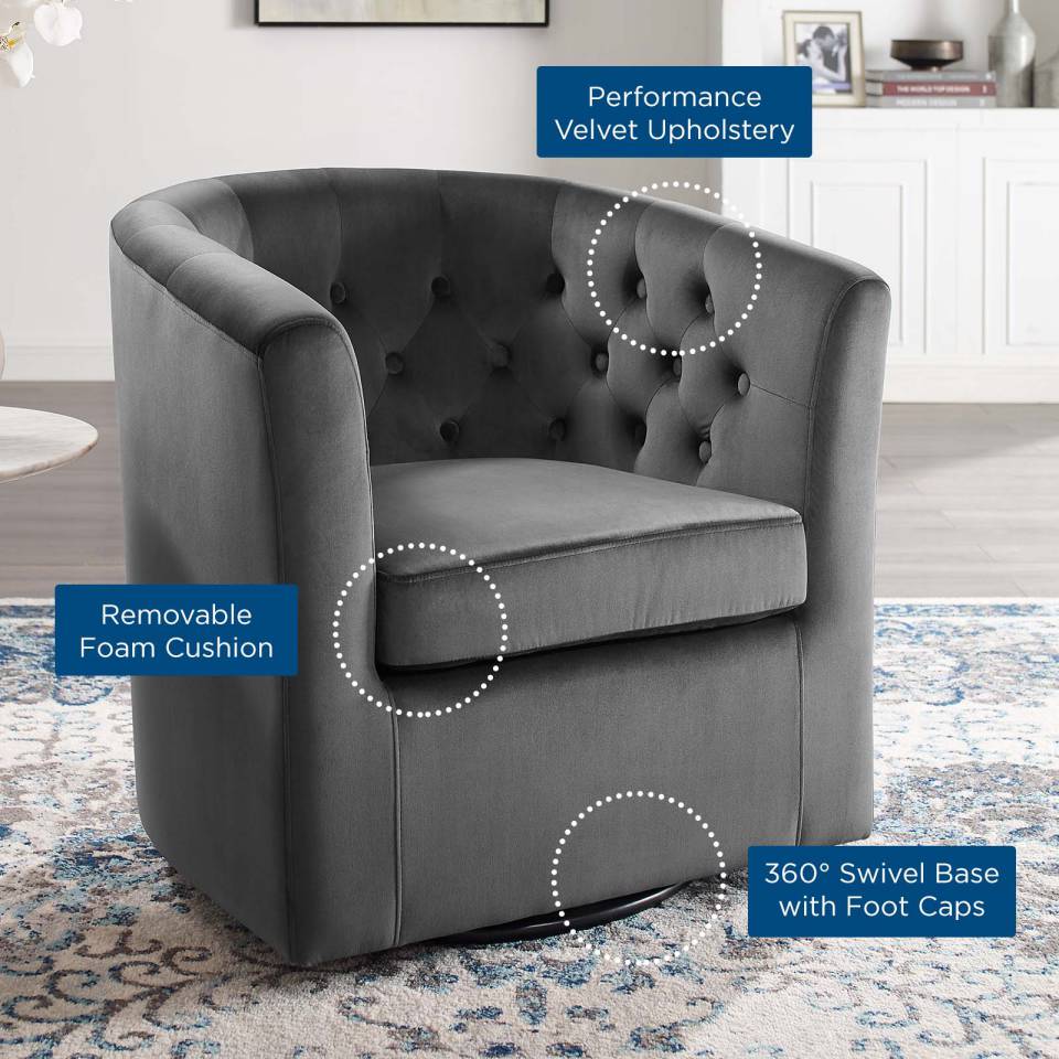Modway Prospect Tufted Performance Velvet Swivel Armchair | Armchairs | Modishstore-8