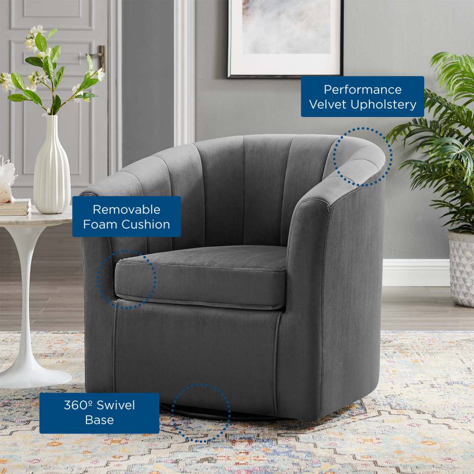 Modway Prospect Performance Velvet Swivel Armchair | Armchairs | Modishstore-8