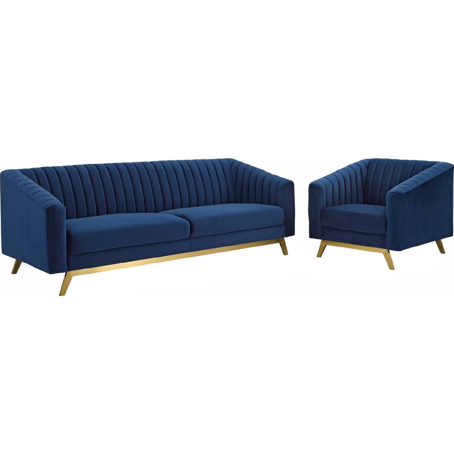 Modway Valiant Vertical Channel Tufted Performance Velvet Sofa and Armchair Set - EEI-4140