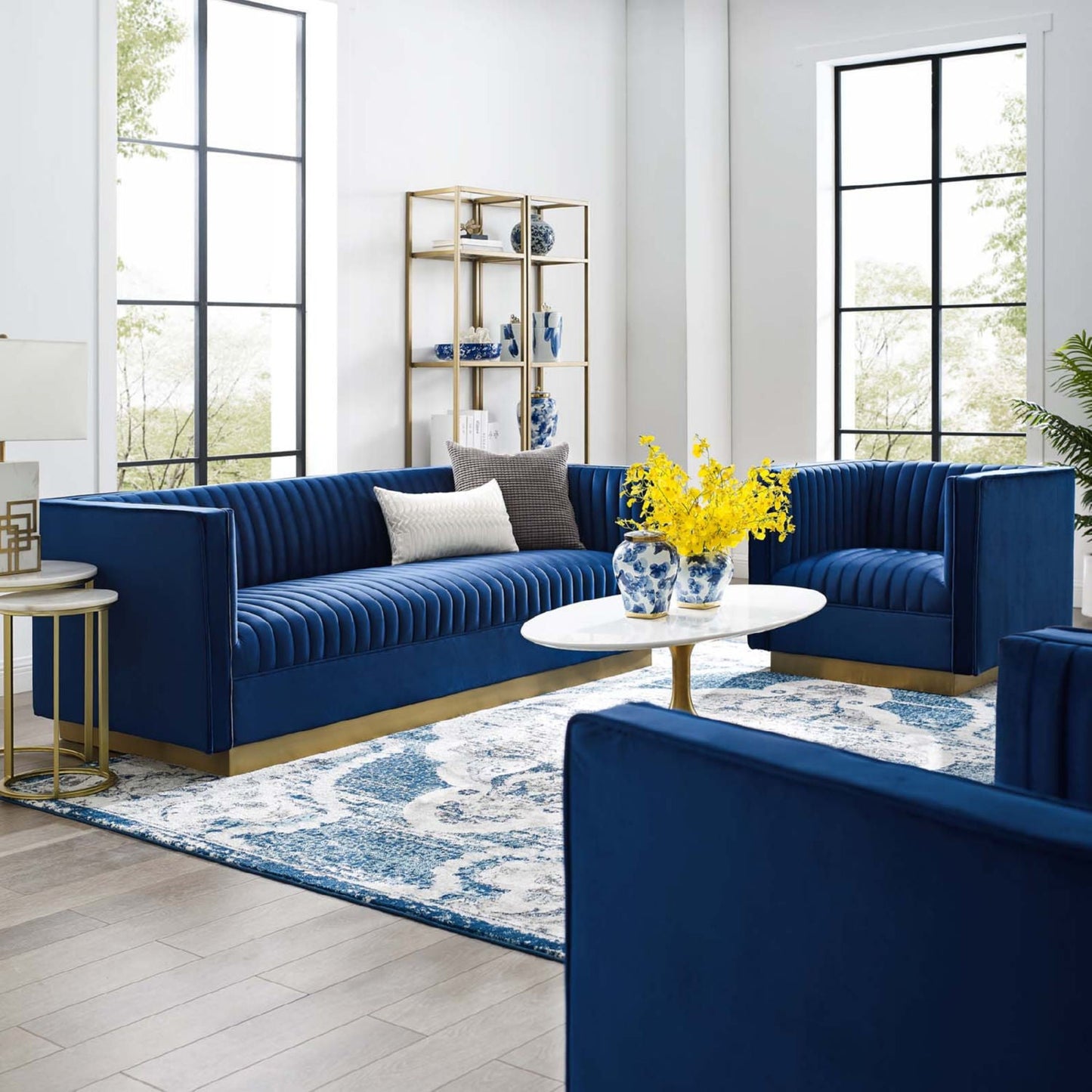 Modway Sanguine Tufted Upholstered Velvet Sofa and Armchair Set - EEI-4143