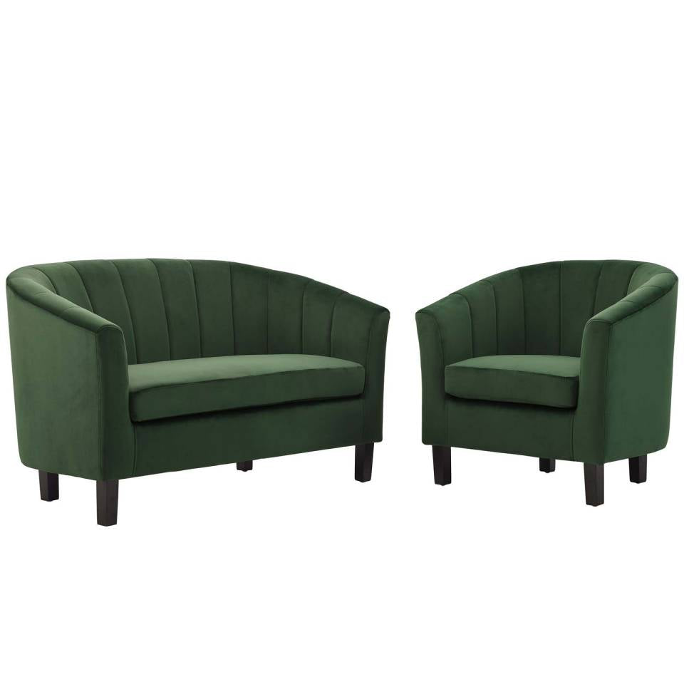 Modway Prospect Channel Tufted Performance Velvet Loveseat and Armchair Set | Loveseats | Modishstore-7
