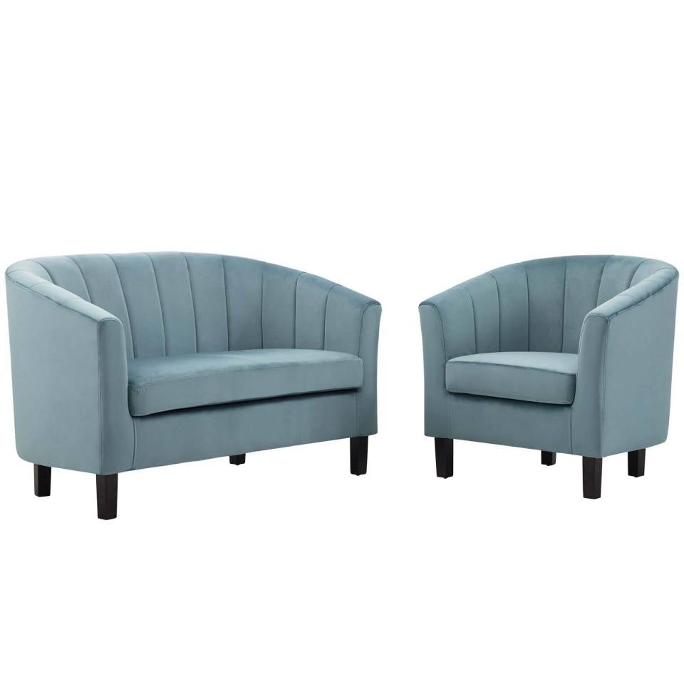 Modway Prospect Channel Tufted Performance Velvet Loveseat and Armchair Set | Loveseats | Modishstore-9