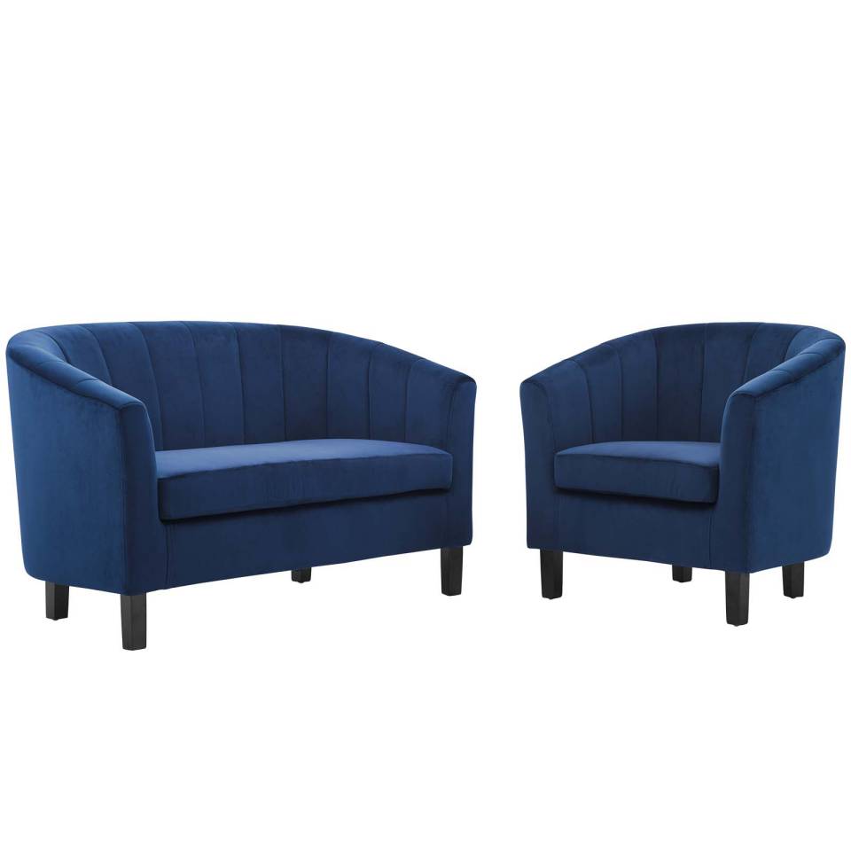 Modway Prospect Channel Tufted Performance Velvet Loveseat and Armchair Set | Loveseats | Modishstore-10