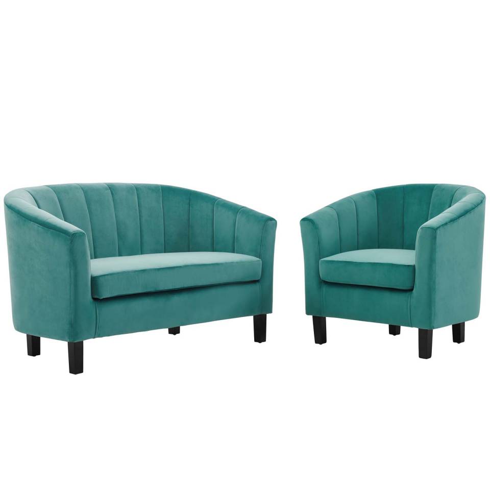 Modway Prospect Channel Tufted Performance Velvet Loveseat and Armchair Set | Loveseats | Modishstore-11