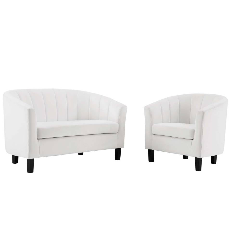 Modway Prospect Channel Tufted Performance Velvet Loveseat and Armchair Set | Loveseats | Modishstore-12