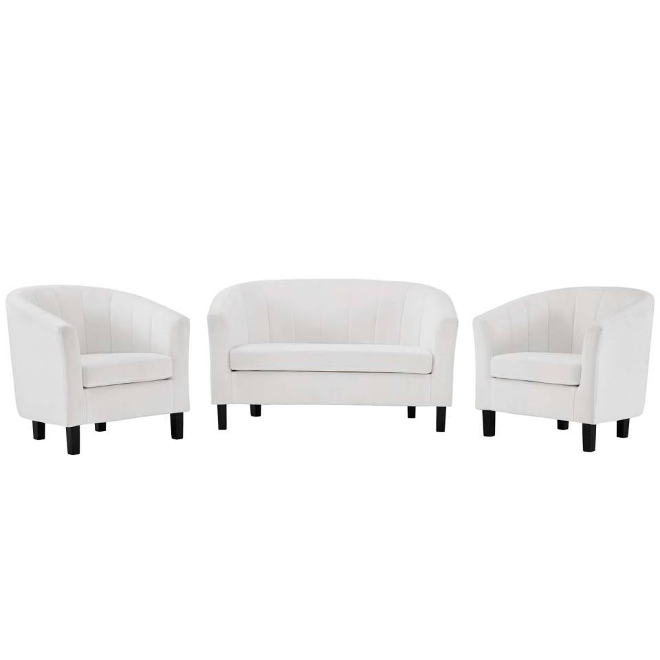 Modway Prospect Channel Tufted 3 Piece Performance Velvet Set | Loveseats | Modishstore-12