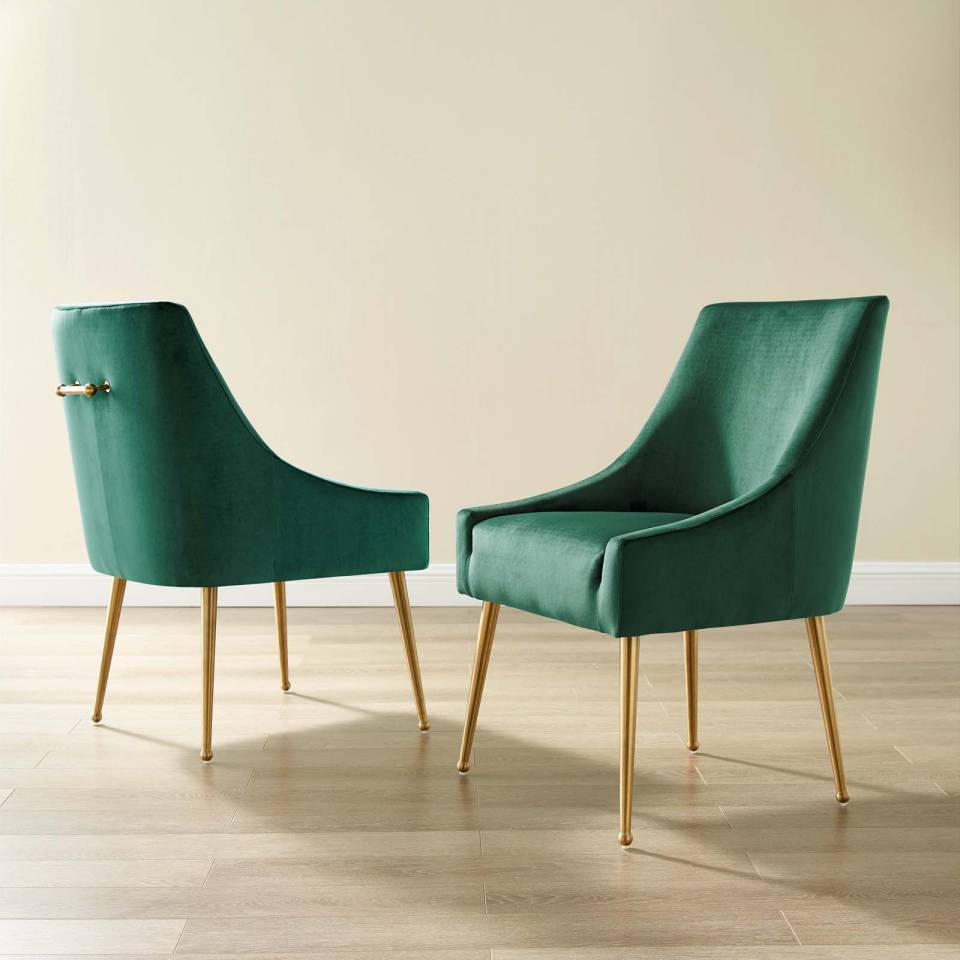 Modway Discern Upholstered Performance Velvet Dining Chair Set of 2 | Dining Chairs