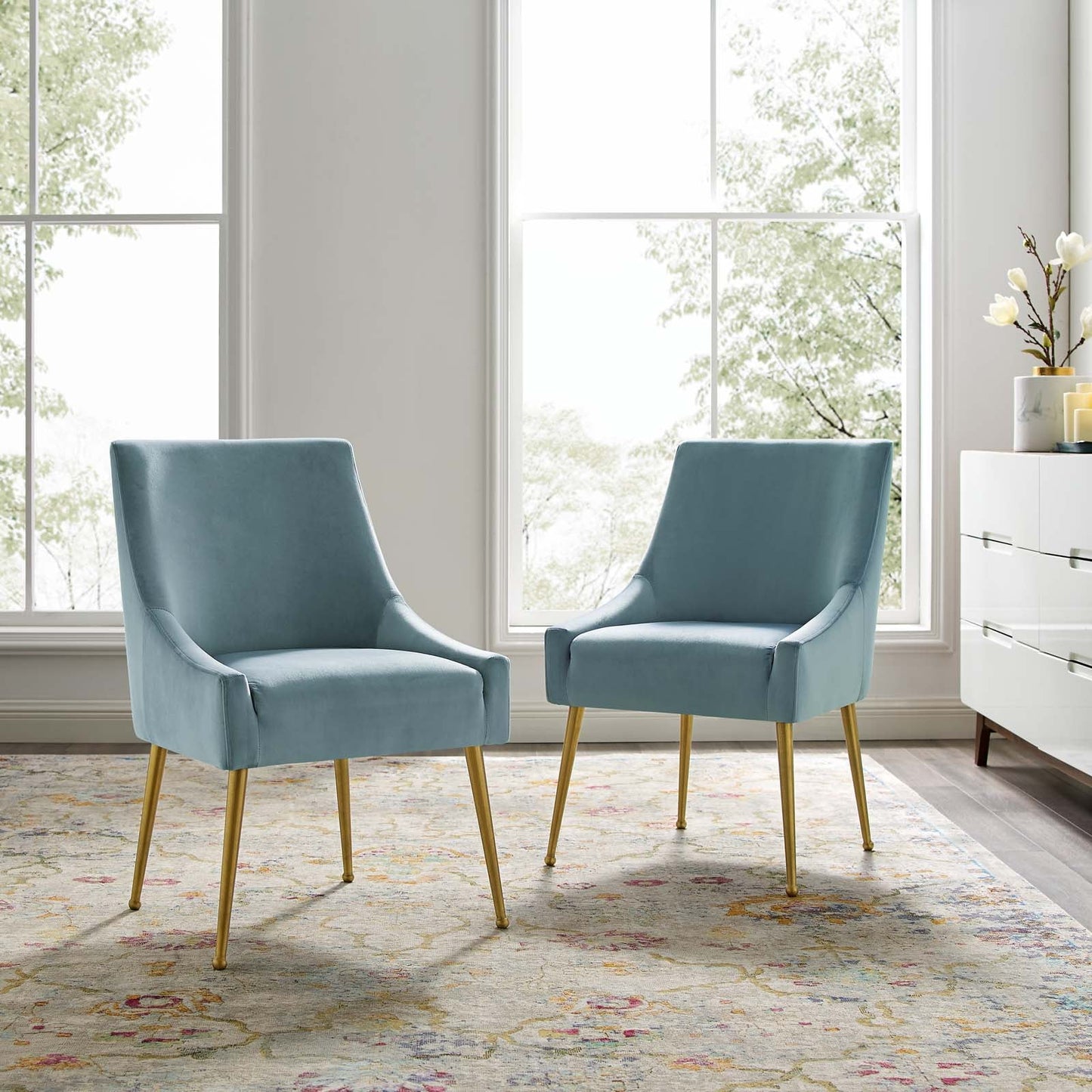 Modway Discern Upholstered Performance Velvet Dining Chair Set of 2 | Dining Chairs | 