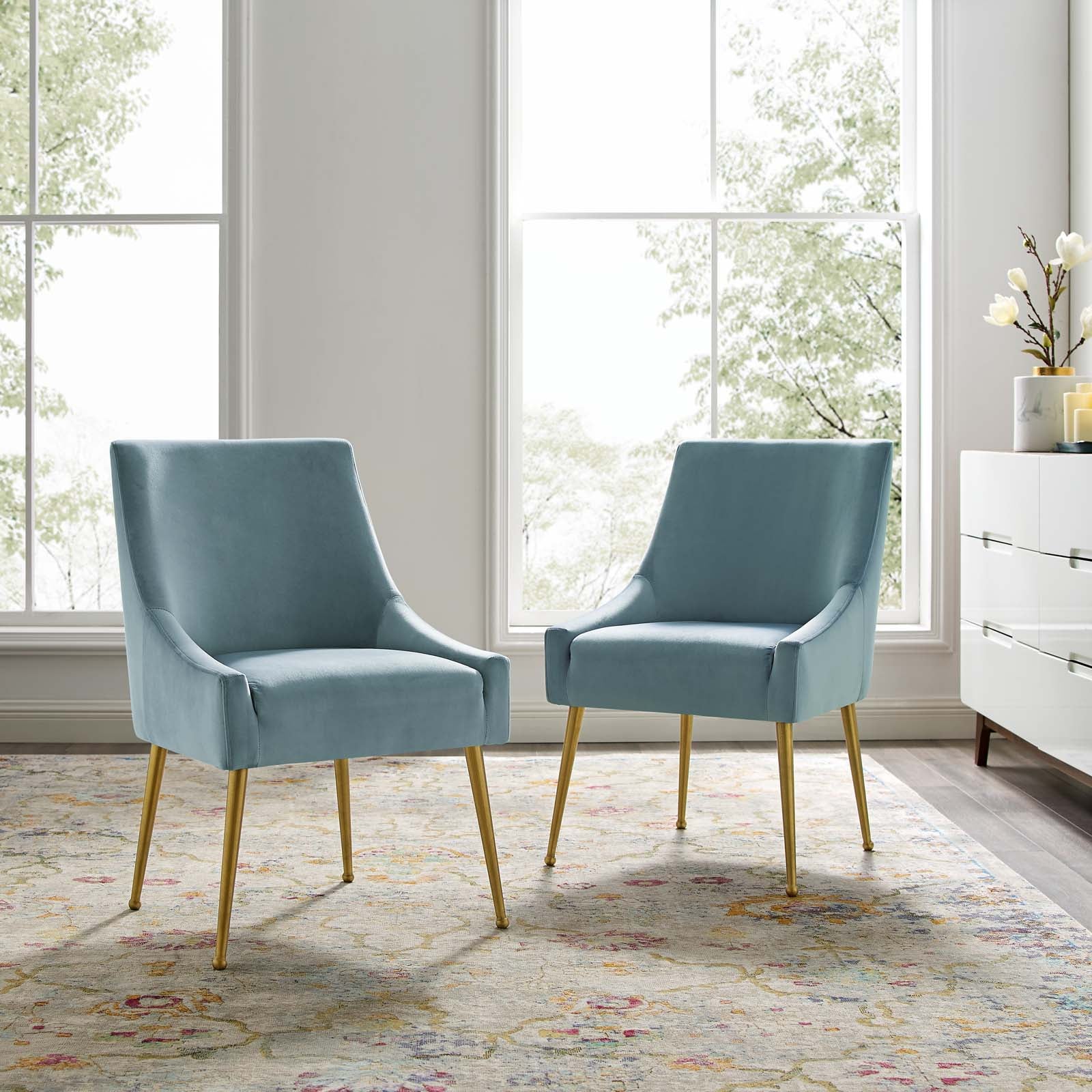 Modway Discern Upholstered Performance Velvet Dining Chair Set of 2 | Dining Chairs | 