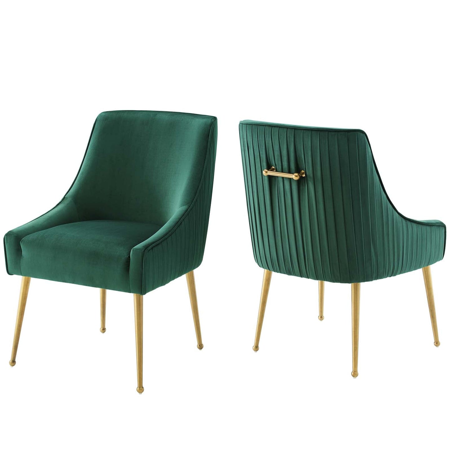 Modway Discern Pleated Back Upholstered Performance Velvet Dining Chair Set of 2 | Dining Chairs | 