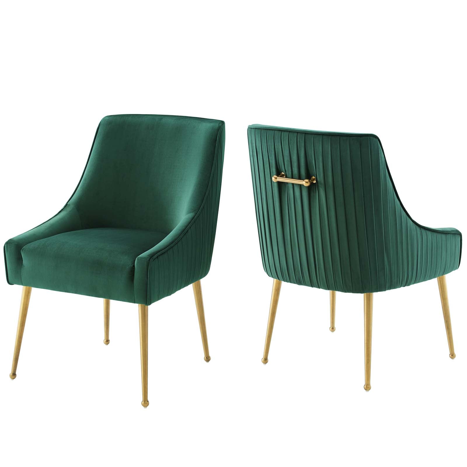 Modway Discern Pleated Back Upholstered Performance Velvet Dining Chair Set of 2 | Dining Chairs | 