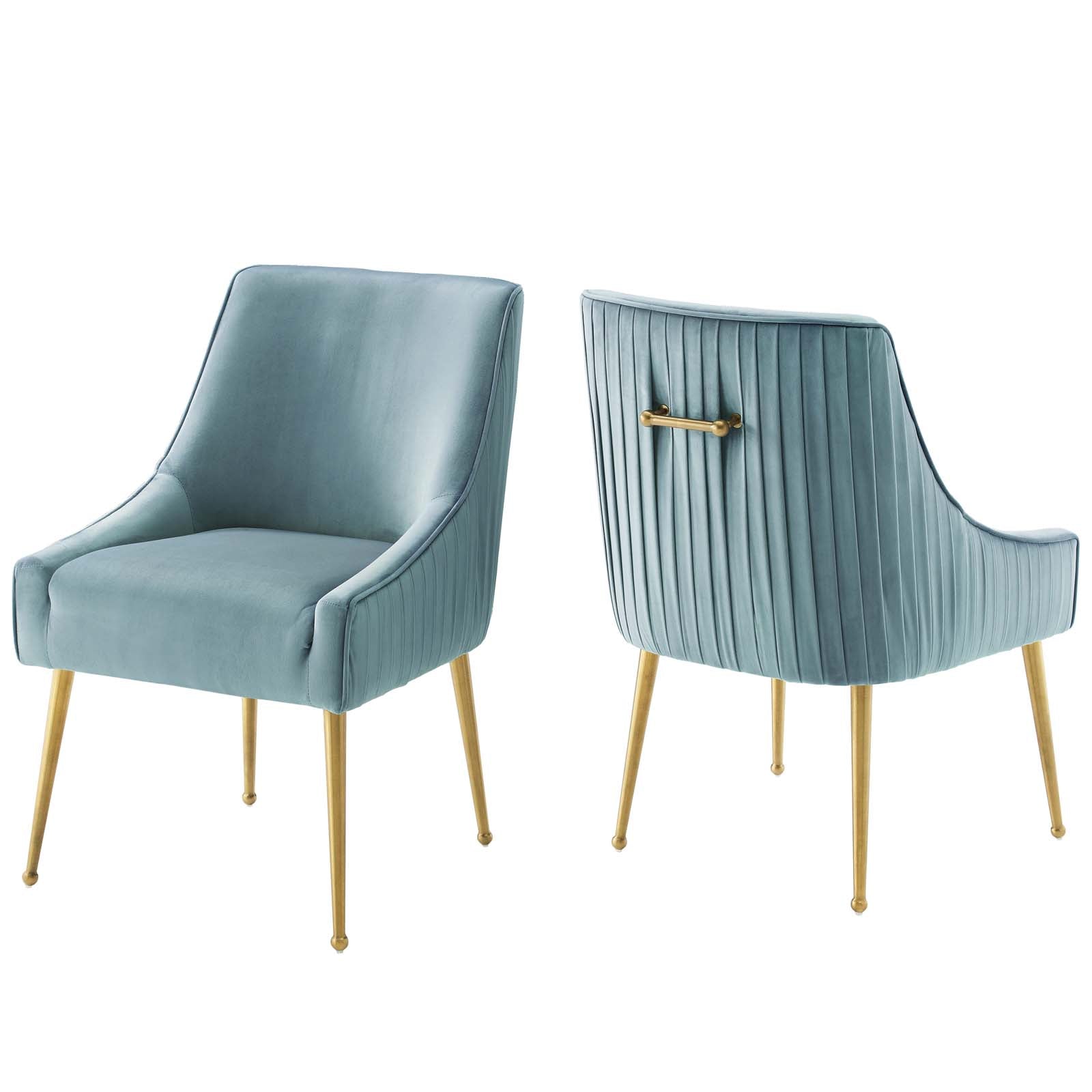 Modway Discern Pleated Back Upholstered Performance Velvet Dining Chair Set of 2 | Dining Chairs | 