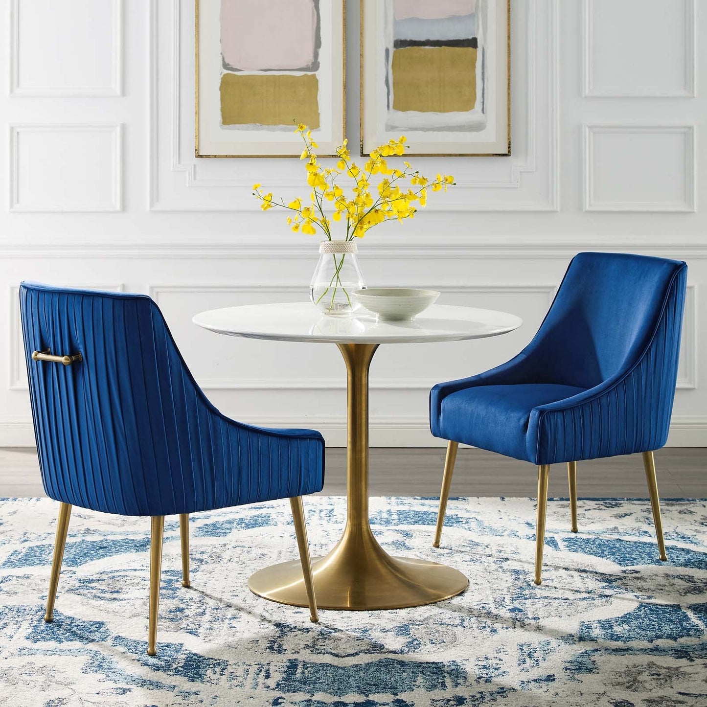 Modway Discern Pleated Back Upholstered Performance Velvet Dining Chair Set of 2 | Dining Chairs | 