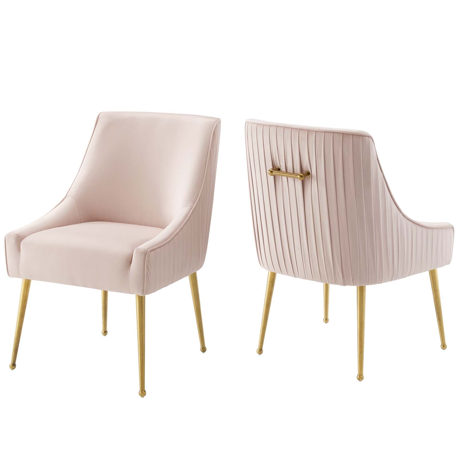 Modway Discern Pleated Back Upholstered Performance Velvet Dining Chair Set of 2 | Dining Chairs | 