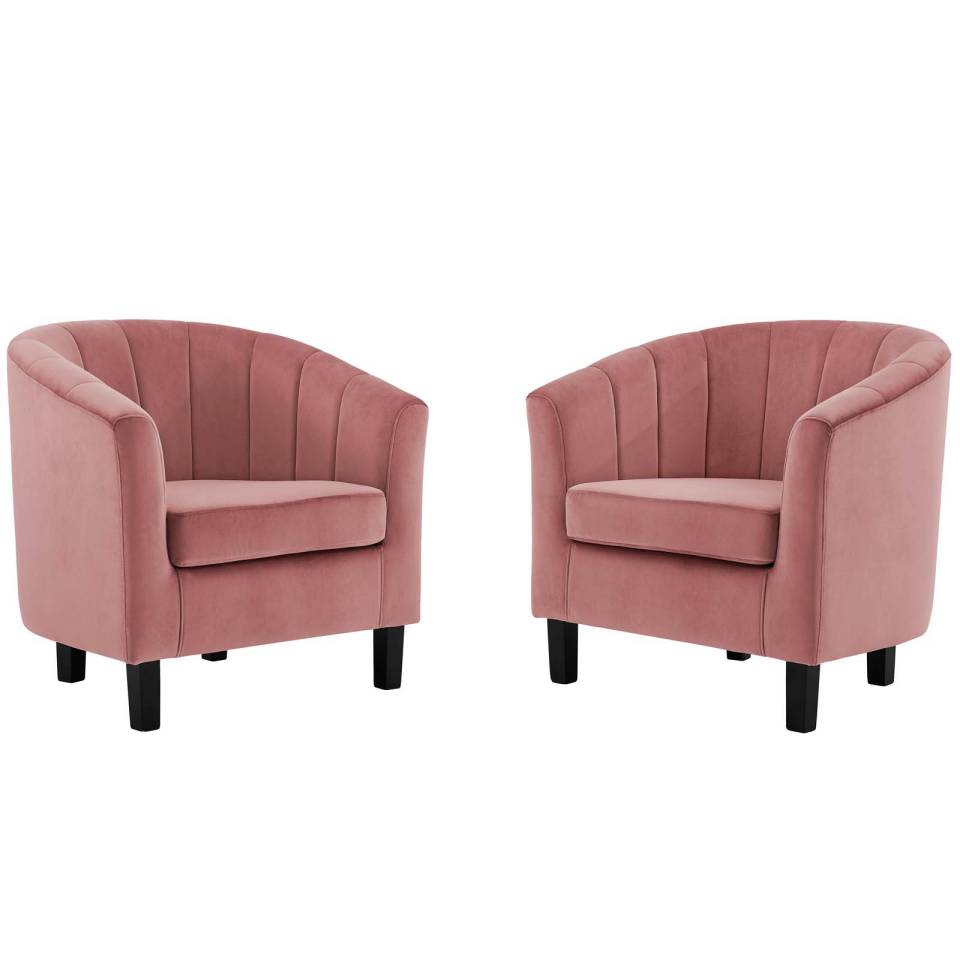 Modway Prospect Channel Tufted Performance Velvet Armchair Set of 2 | Armchairs | Modishstore-2