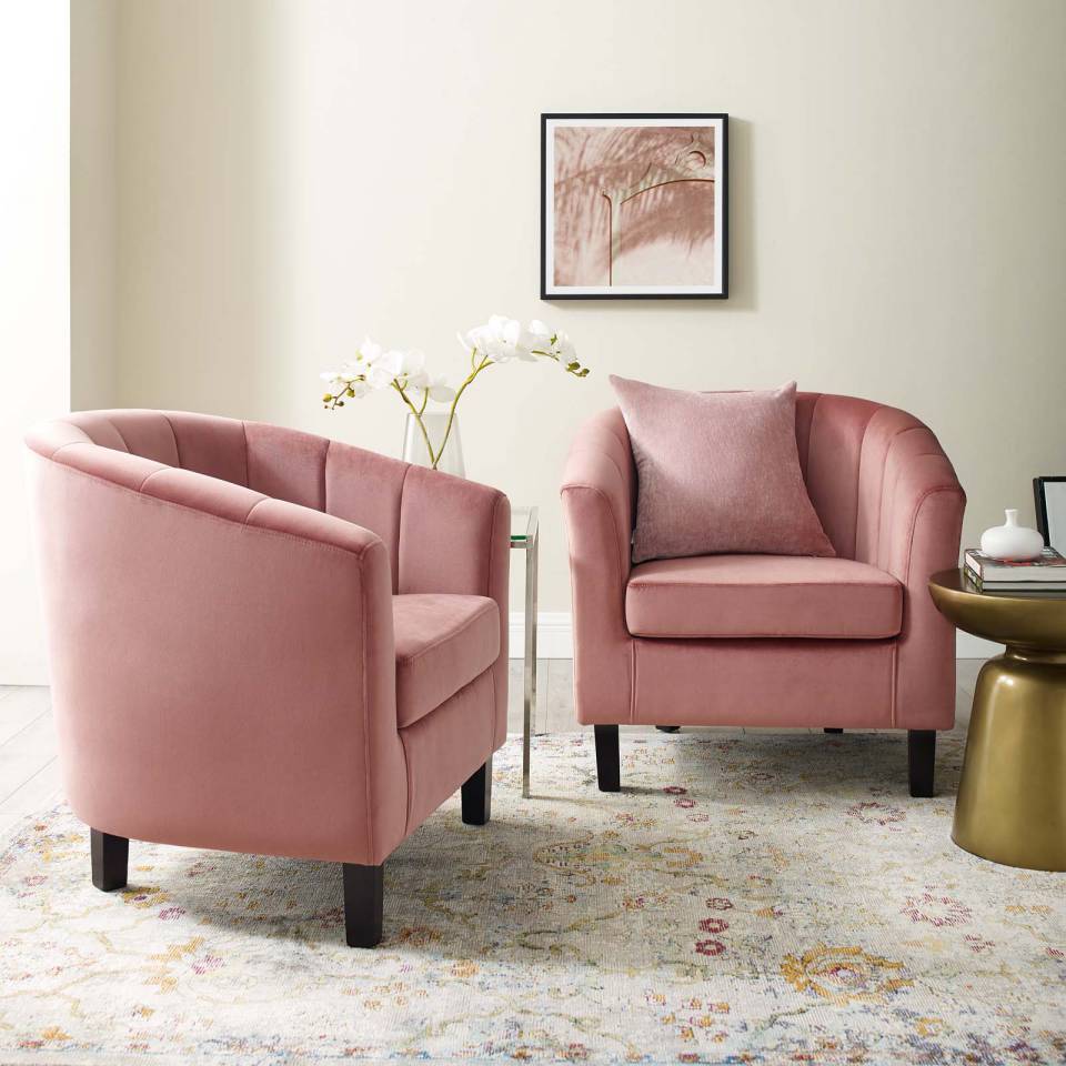 Modway Prospect Channel Tufted Performance Velvet Armchair Set of 2 | Armchairs | Modishstore