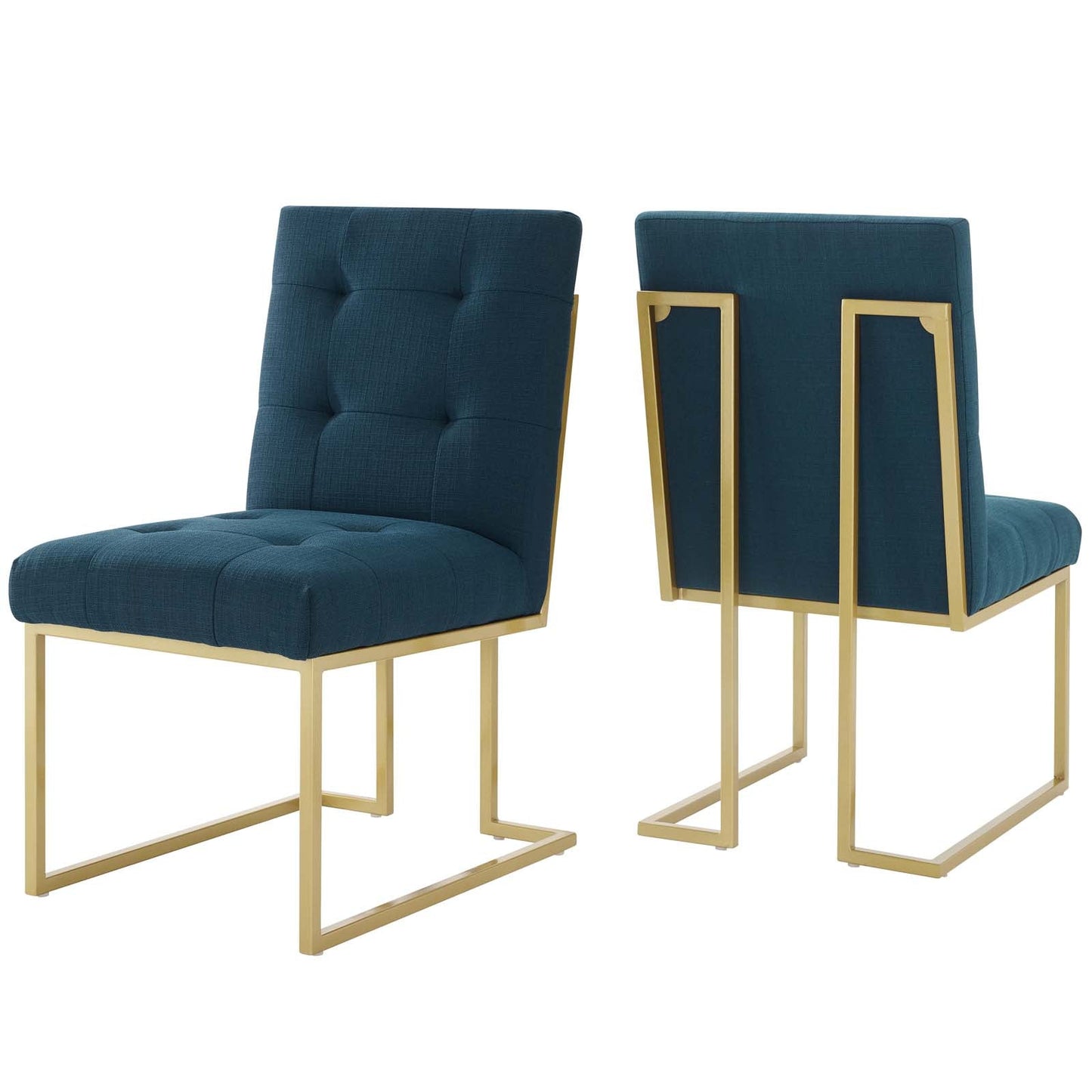 Modway Privy Gold Stainless Steel Upholstered Fabric Dining Accent Chair Set of 2 | Dining Chairs | Modishstore-4