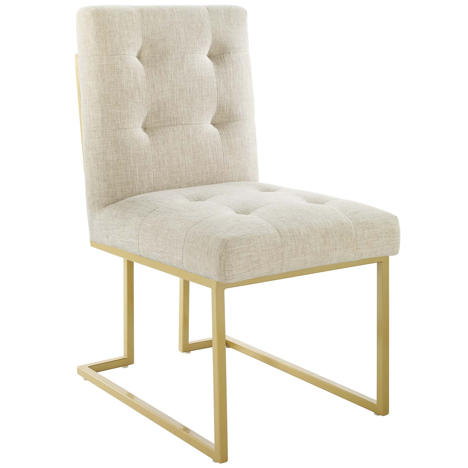 Modway Privy Gold Stainless Steel Upholstered Fabric Dining Accent Chair Set of 2 | Dining Chairs | Modishstore-5