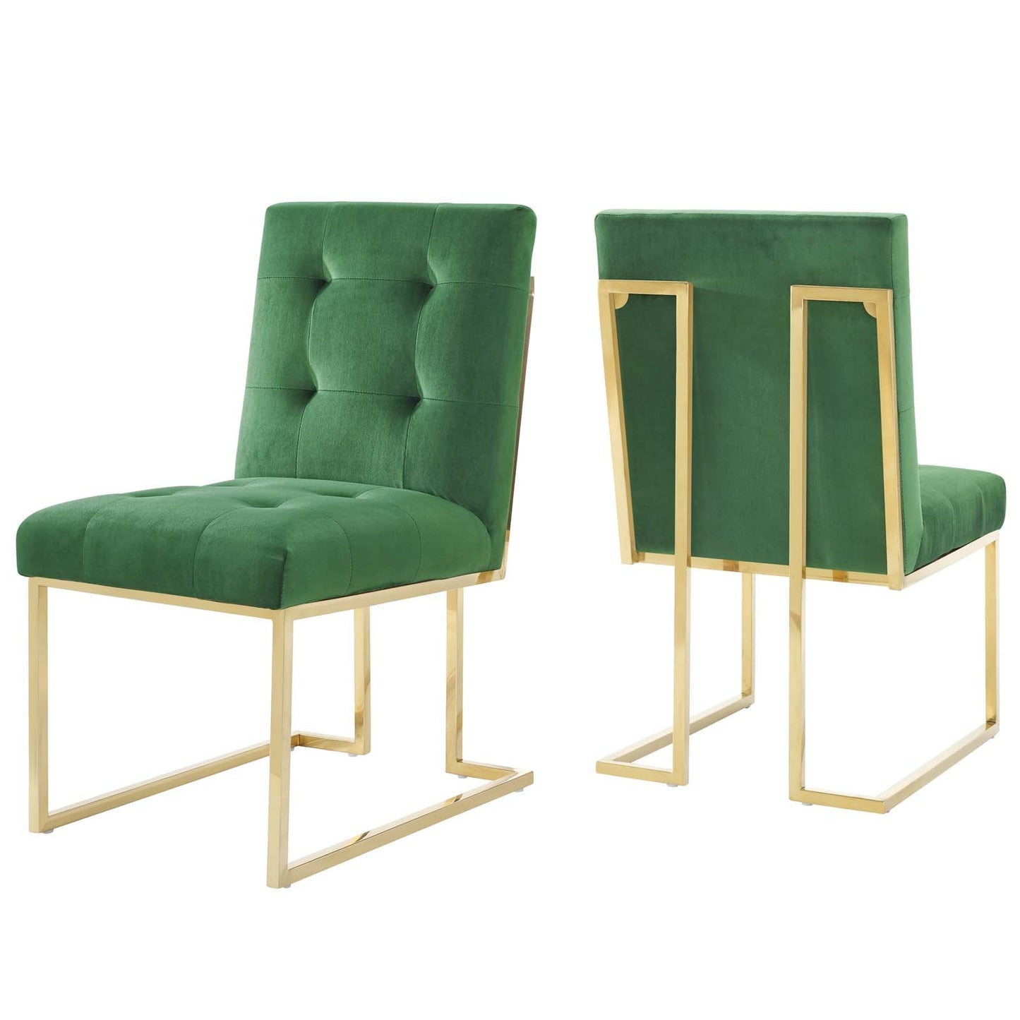 Modway Privy Gold Stainless Steel Performance Velvet Dining Chair Set of 2 | Dining Chairs | Modishstore-18