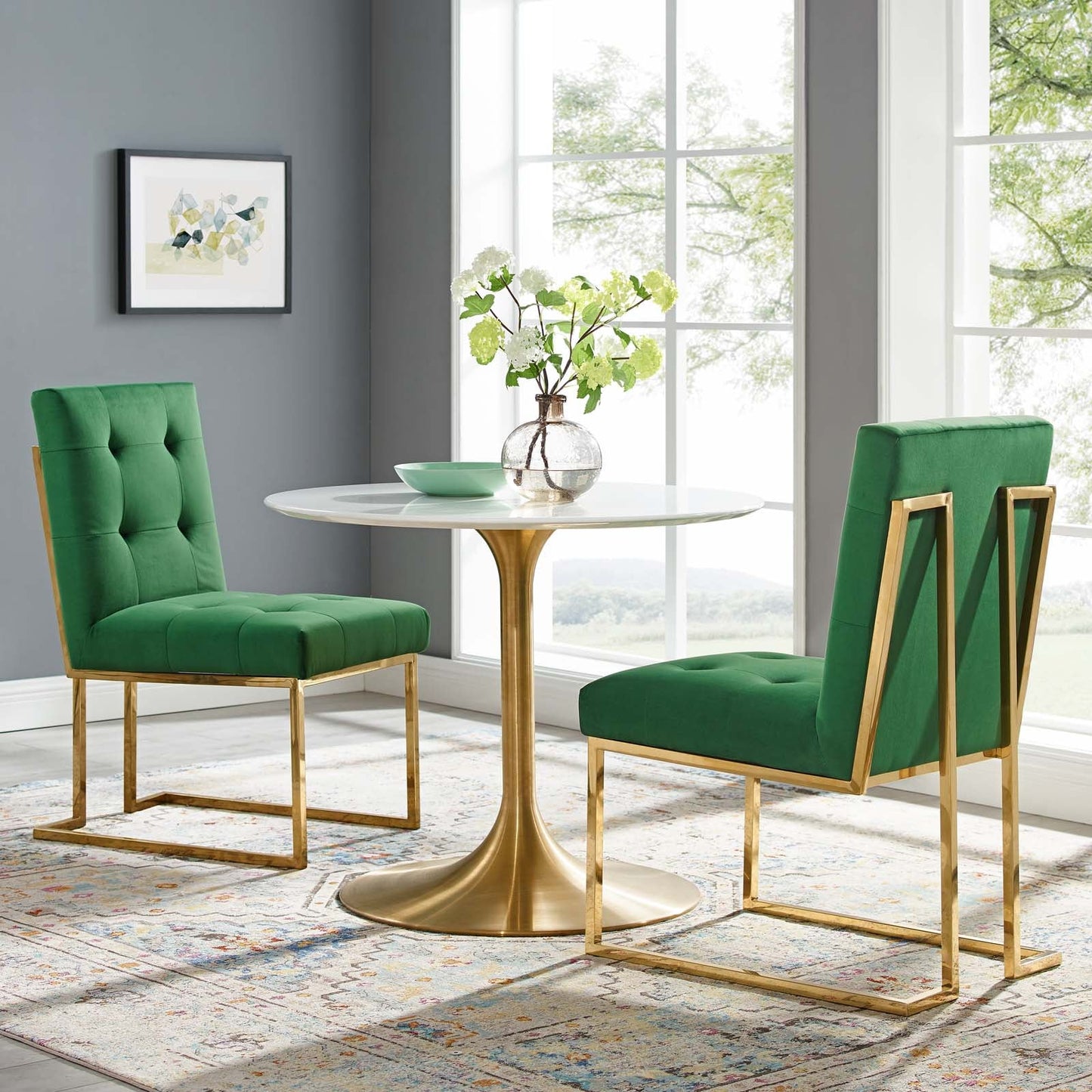 Modway Privy Gold Stainless Steel Performance Velvet Dining Chair Set of 2 | Dining Chairs | Modishstore-14