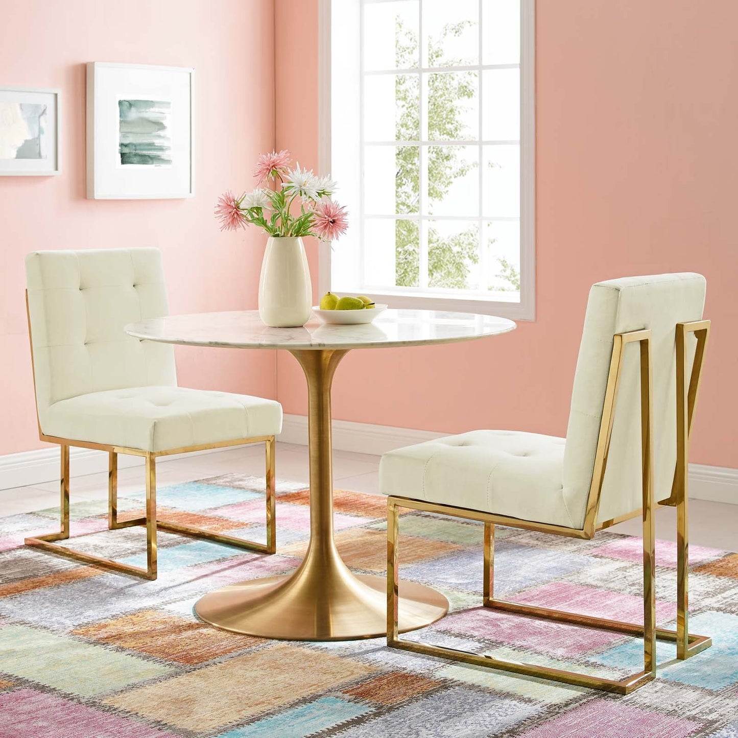 Modway Privy Gold Stainless Steel Performance Velvet Dining Chair Set of 2 | Dining Chairs | Modishstore-16