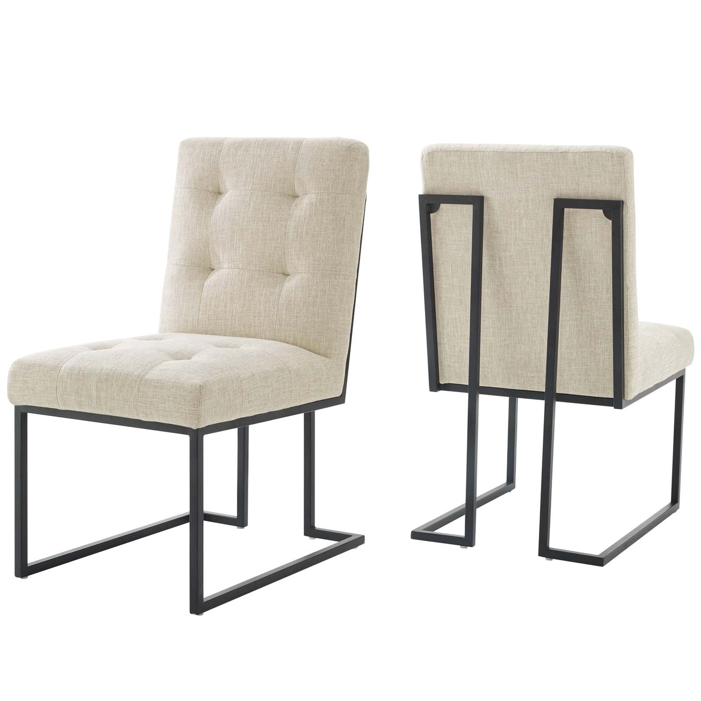 Modway Privy Black Stainless Steel Upholstered Fabric Dining Chair Set of 2 | Dining Chairs | Modishstore-4