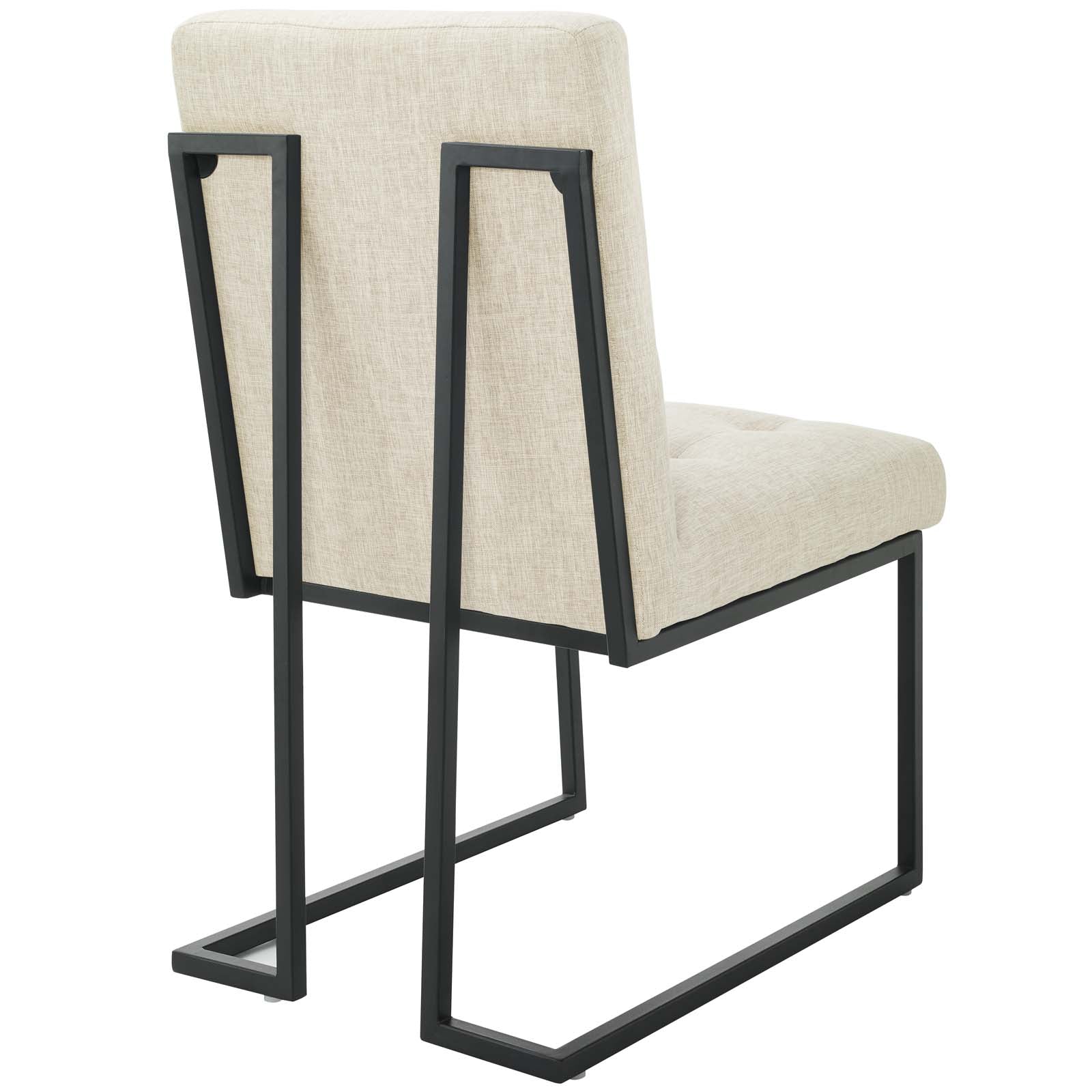 Modway Privy Black Stainless Steel Upholstered Fabric Dining Chair Set of 2 | Dining Chairs | Modishstore-3