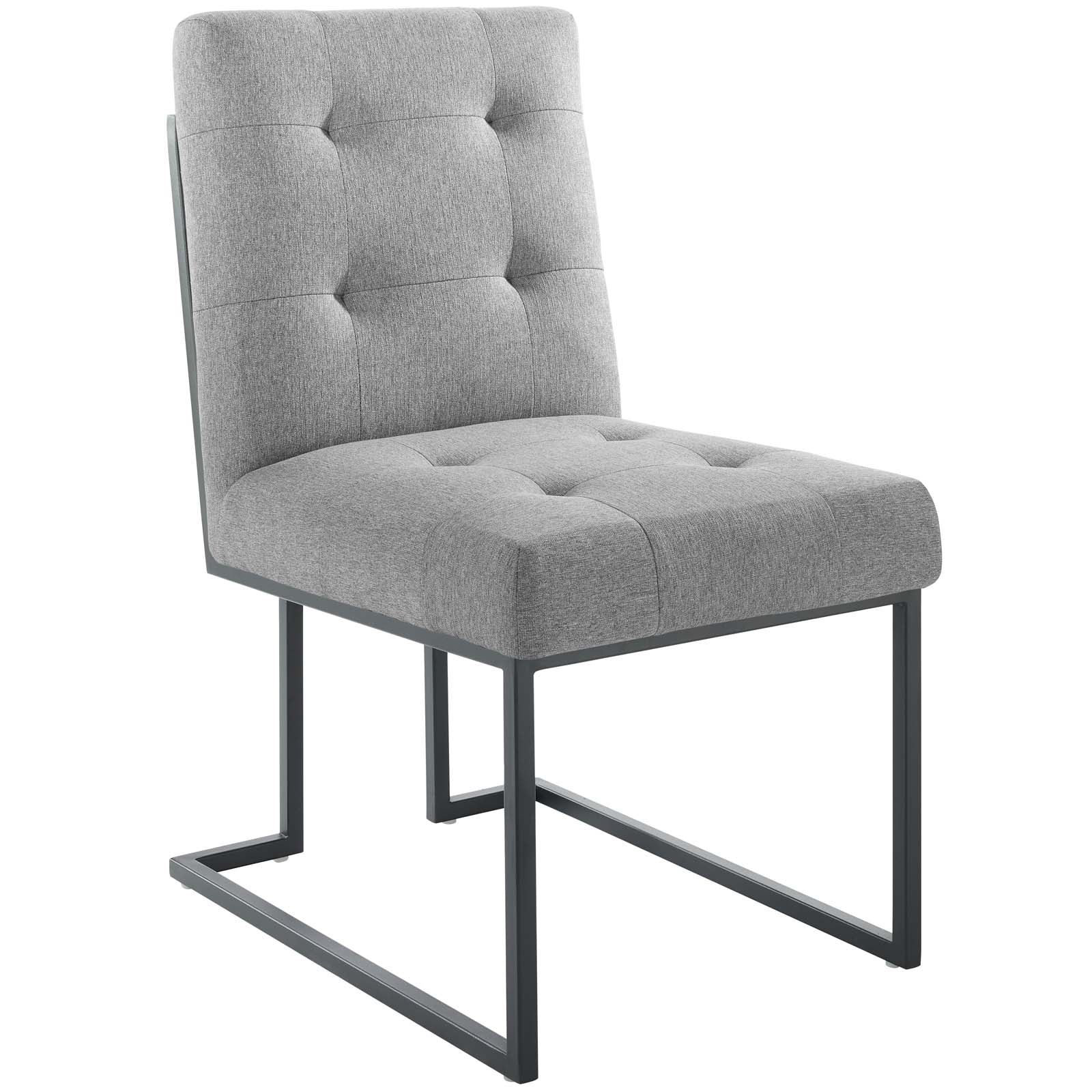 Modway Privy Black Stainless Steel Upholstered Fabric Dining Chair Set of 2 | Dining Chairs | Modishstore-5