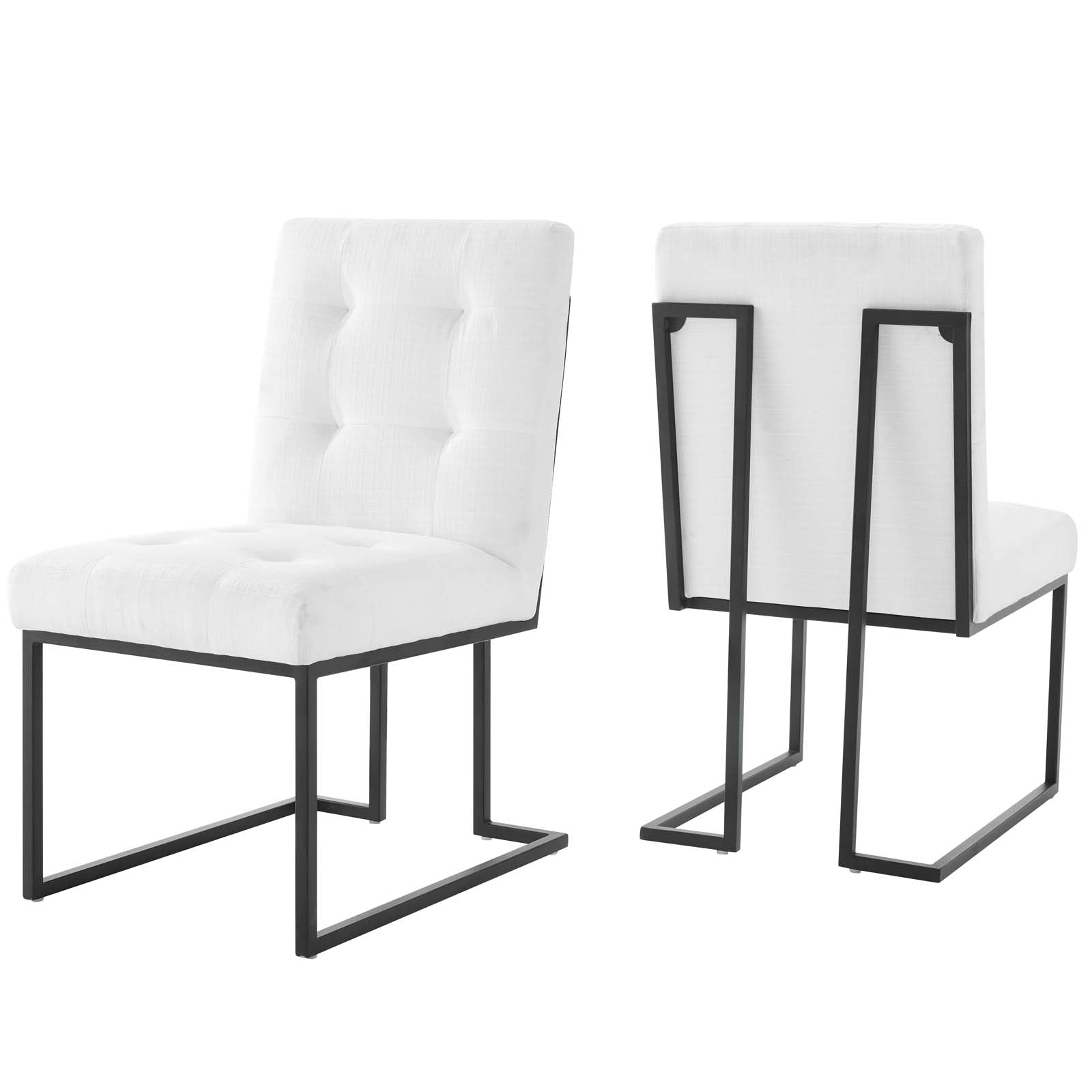 Modway Privy Black Stainless Steel Upholstered Fabric Dining Chair Set of 2 | Dining Chairs | Modishstore-12