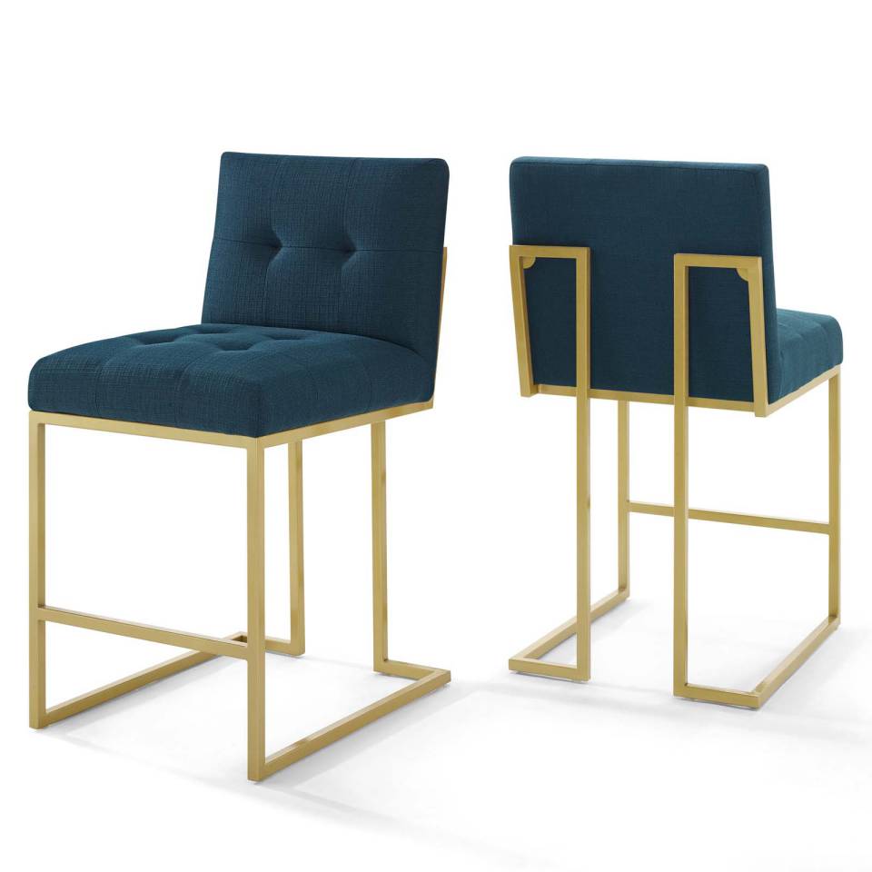 Modway Privy Gold Stainless Steel Upholstered Fabric Counter Stool Set of 2 | Counter Stools | Modishstore-2