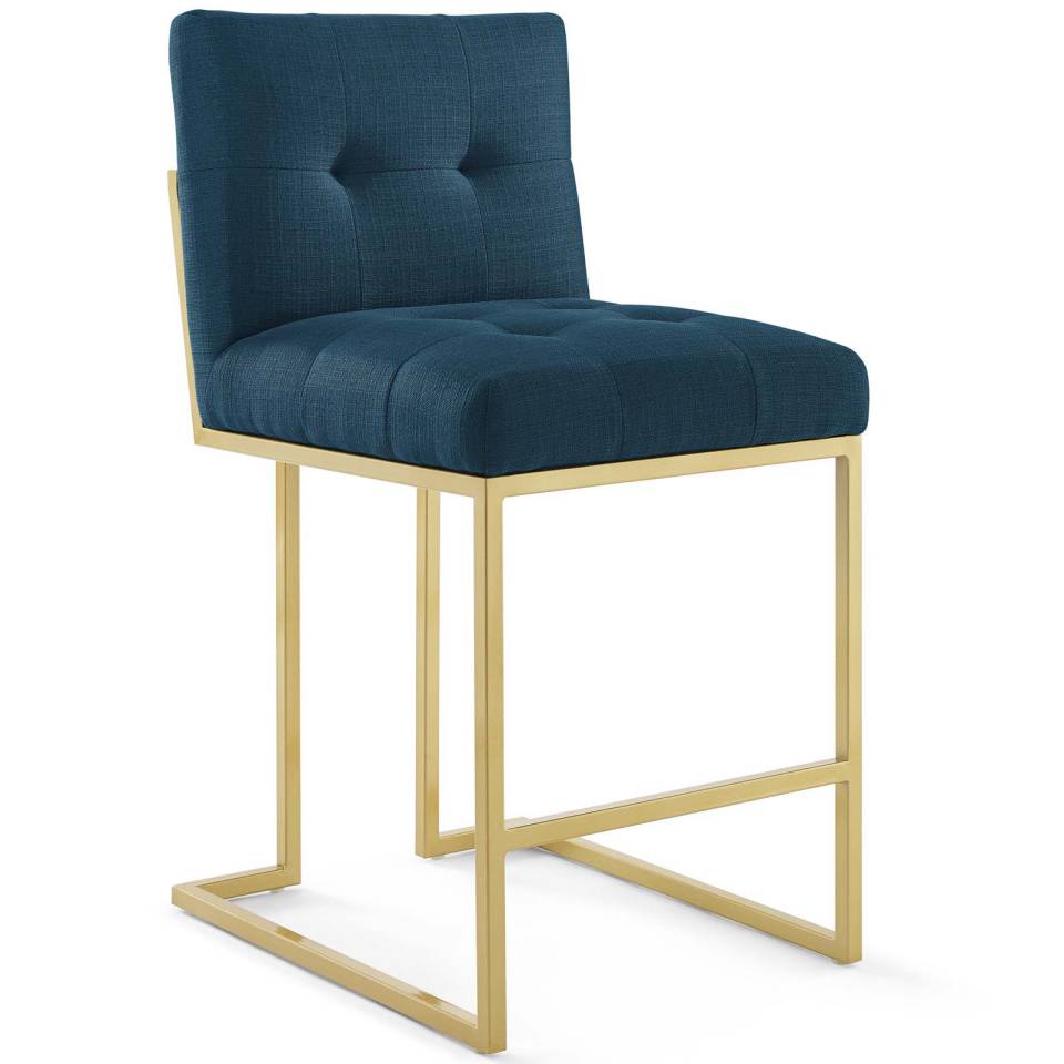 Modway Privy Gold Stainless Steel Upholstered Fabric Counter Stool Set of 2 | Counter Stools | Modishstore-3