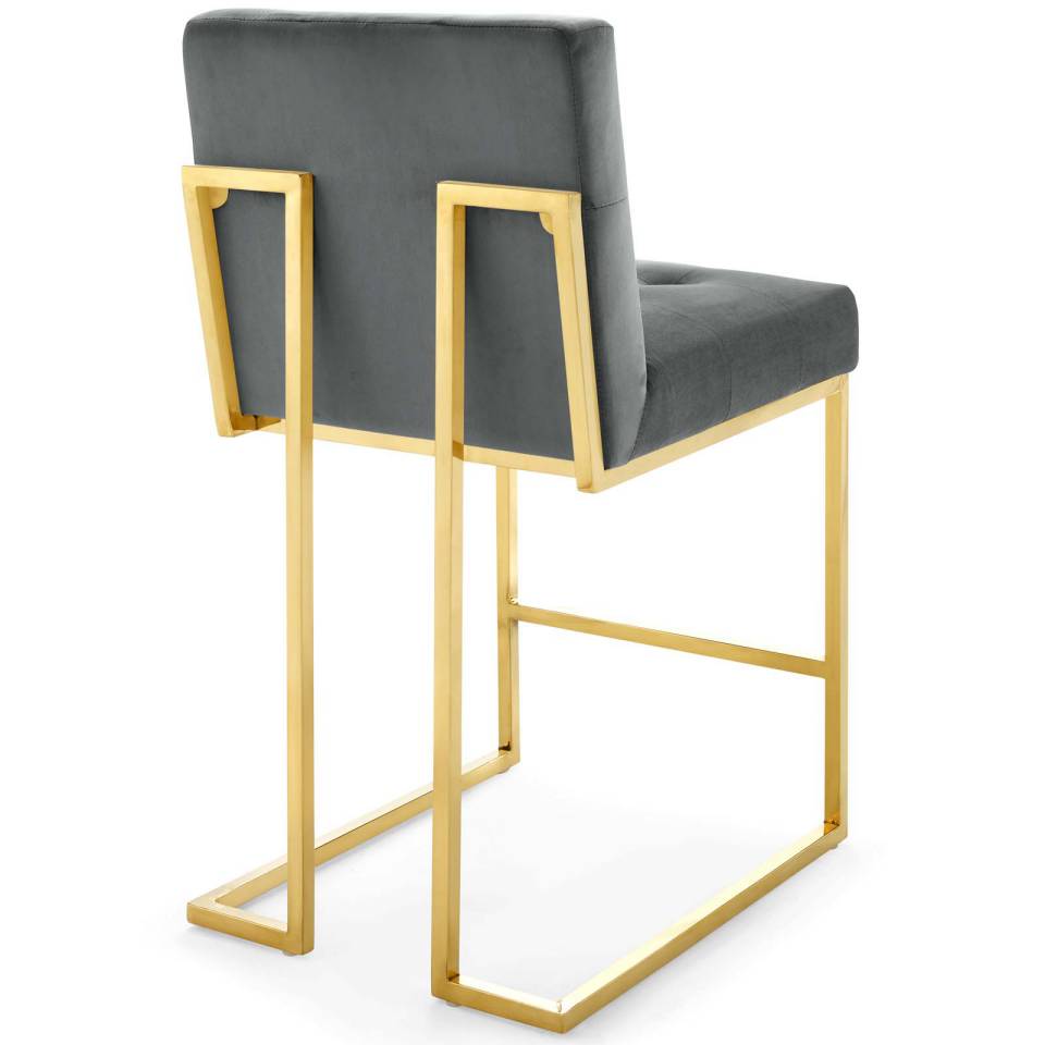 Modway Privy Gold Stainless Steel Performance Velvet Counter Stool Set of 2 | Counter Stools | Modishstore-4