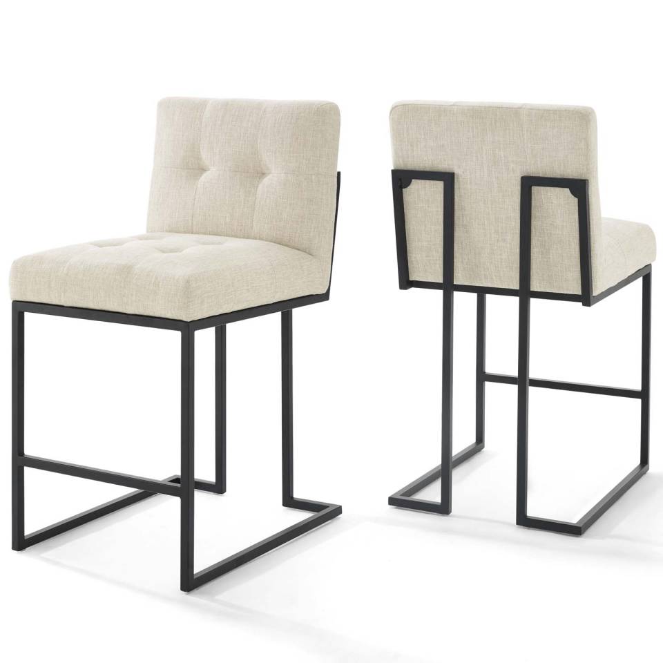 Modway Privy Black Stainless Steel Upholstered Fabric Counter Stool Set of 2 | Counter Stools | Modishstore-2