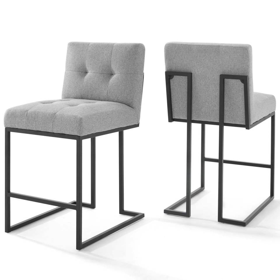 Modway Privy Black Stainless Steel Upholstered Fabric Counter Stool Set of 2 | Counter Stools | Modishstore-5
