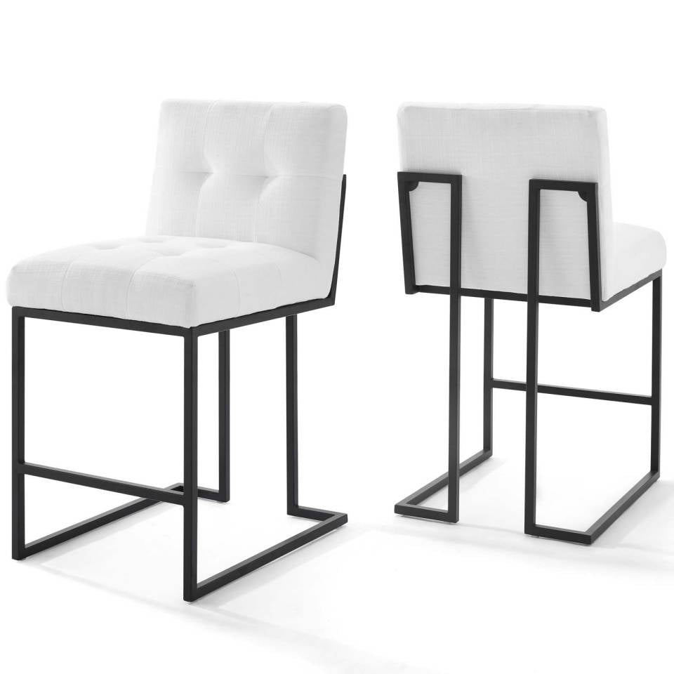 Modway Privy Black Stainless Steel Upholstered Fabric Counter Stool Set of 2 | Counter Stools | Modishstore-6