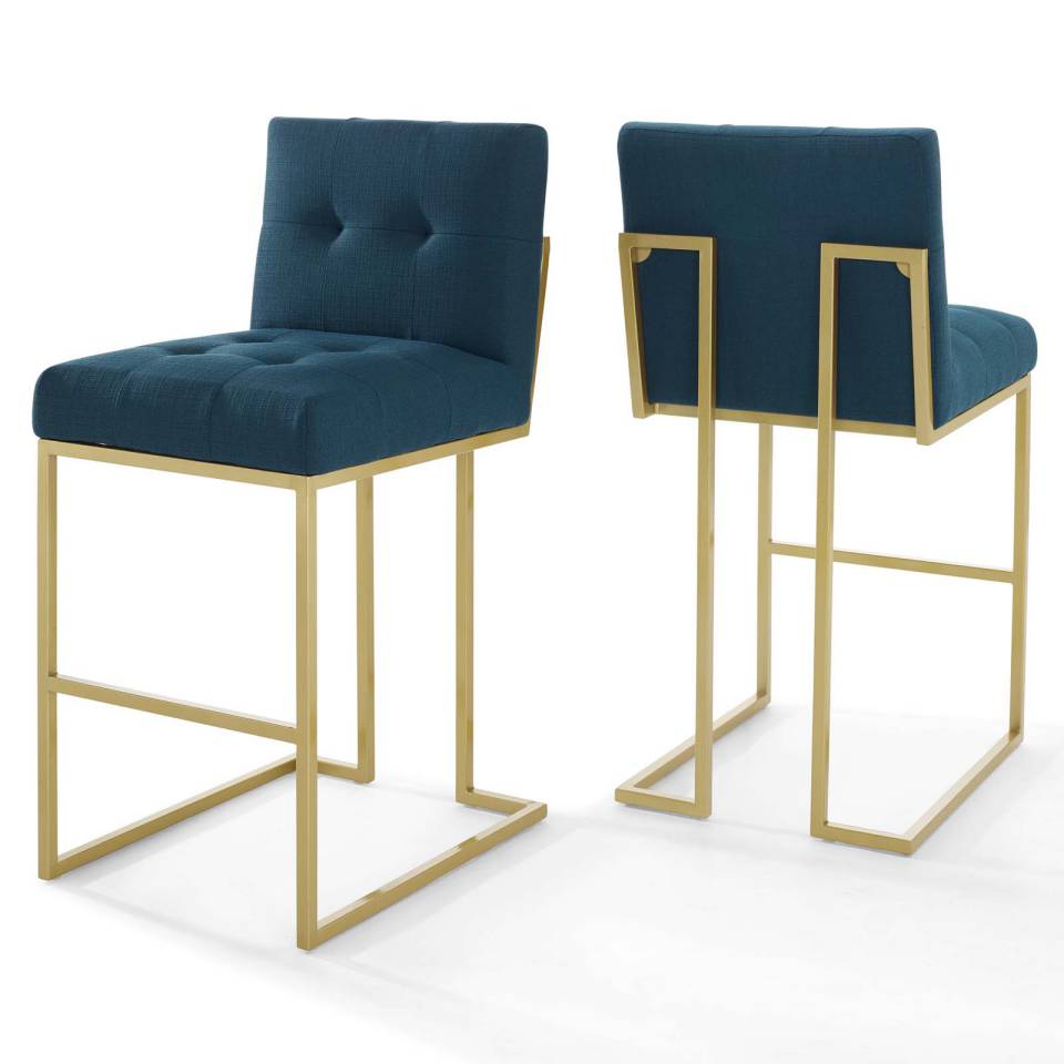 Modway Privy Gold Stainless Steel Performance Velvet Bar Stool Set of 2 | Bar Stools | Modishstore-2