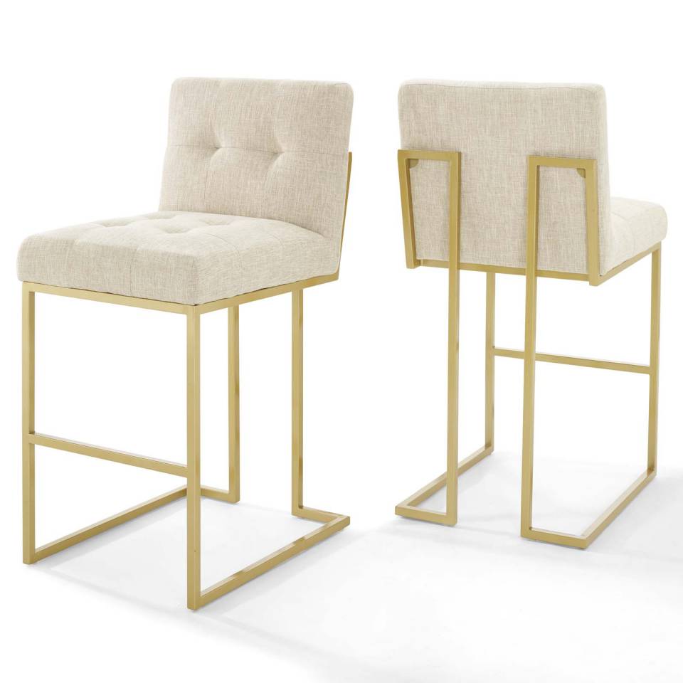 Modway Privy Gold Stainless Steel Performance Velvet Bar Stool Set of 2 | Bar Stools | Modishstore-5