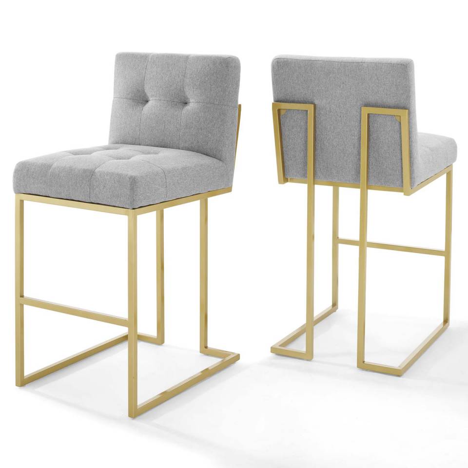 Modway Privy Gold Stainless Steel Performance Velvet Bar Stool Set of 2 | Bar Stools | Modishstore-6