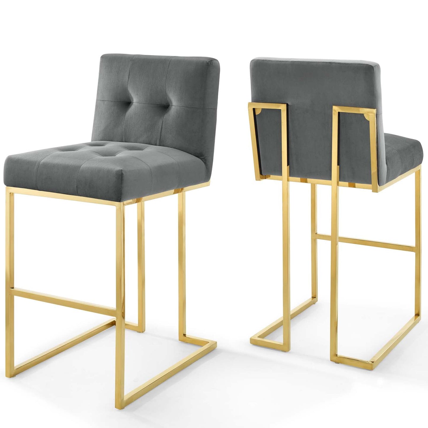 Modway Privy Gold Stainless Steel Performance Velvet Bar Stool Set of 2 | Bar Stools | Modishstore-4