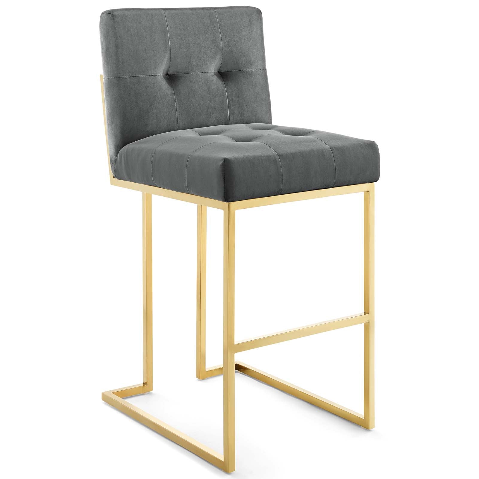 Modway Privy Gold Stainless Steel Performance Velvet Bar Stool Set of 2 | Bar Stools | Modishstore-2