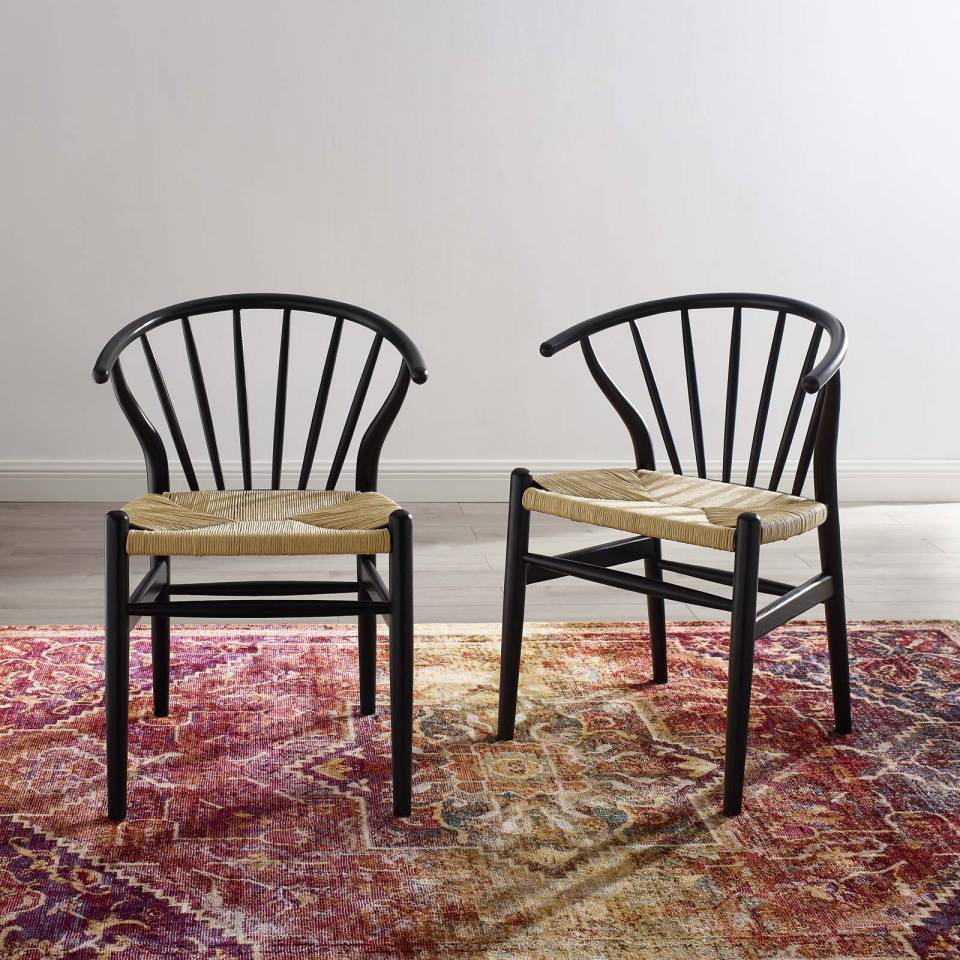 Modway Flourish Spindle Wood Dining Side Chair Set of 2 | Side Chairs