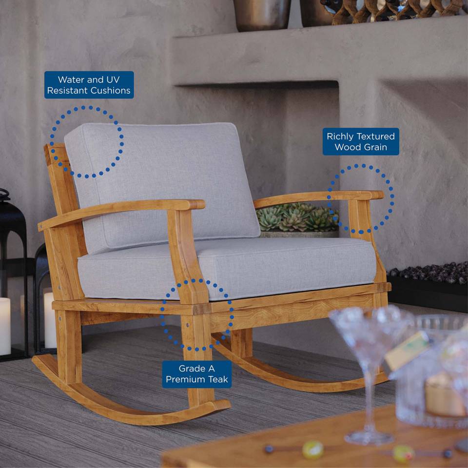 Modway Marina Outdoor Patio Teak Rocking Chair | Outdoor Chairs | Modishstore-8