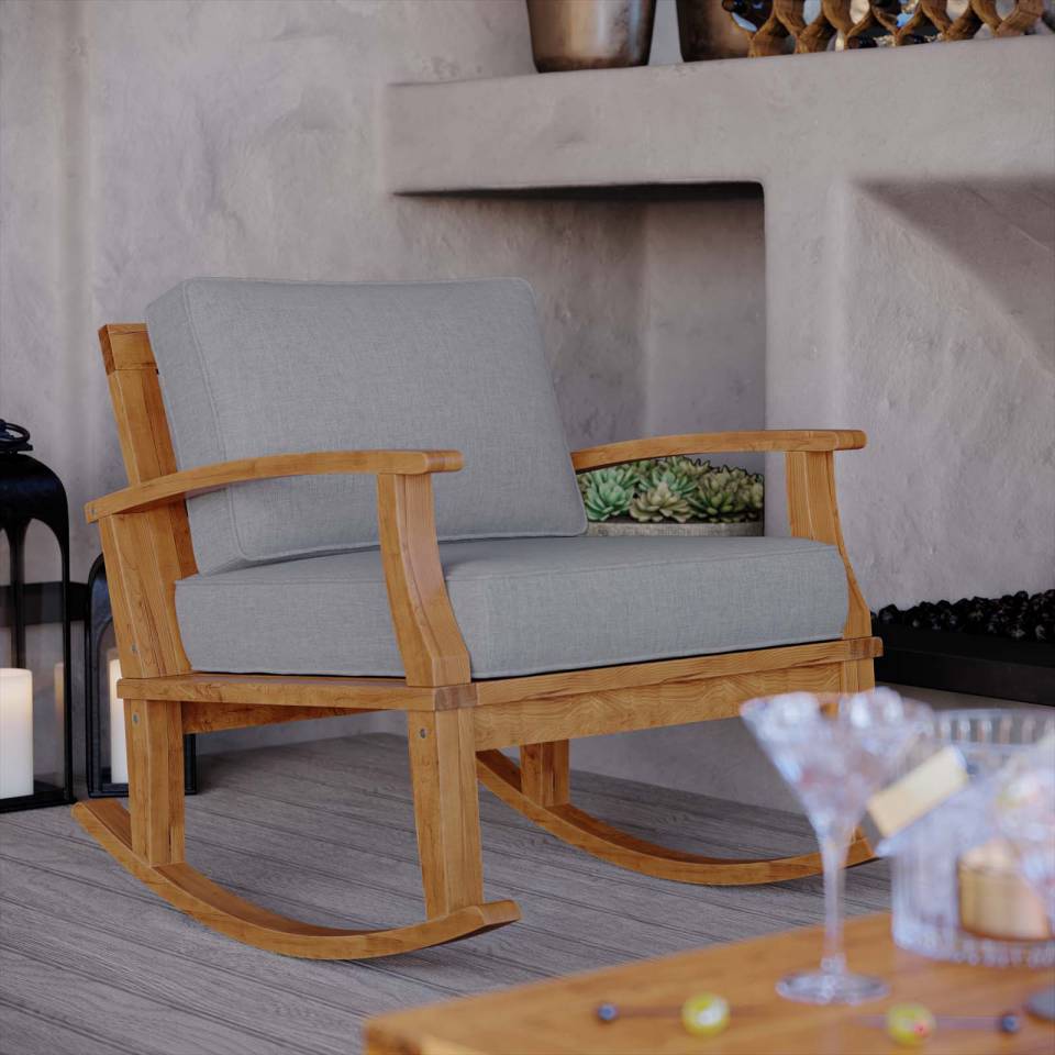 Modway Marina Outdoor Patio Teak Rocking Chair | Outdoor Chairs | Modishstore