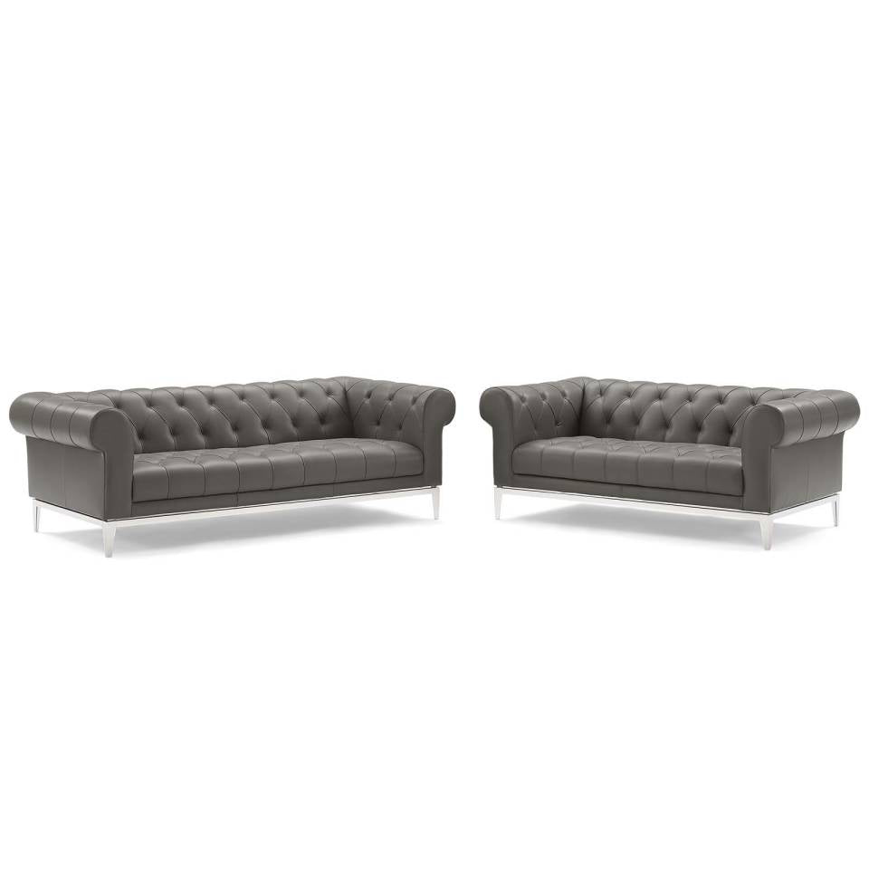Modway Idyll Tufted Upholstered Leather Sofa and Loveseat Set | Loveseats | 