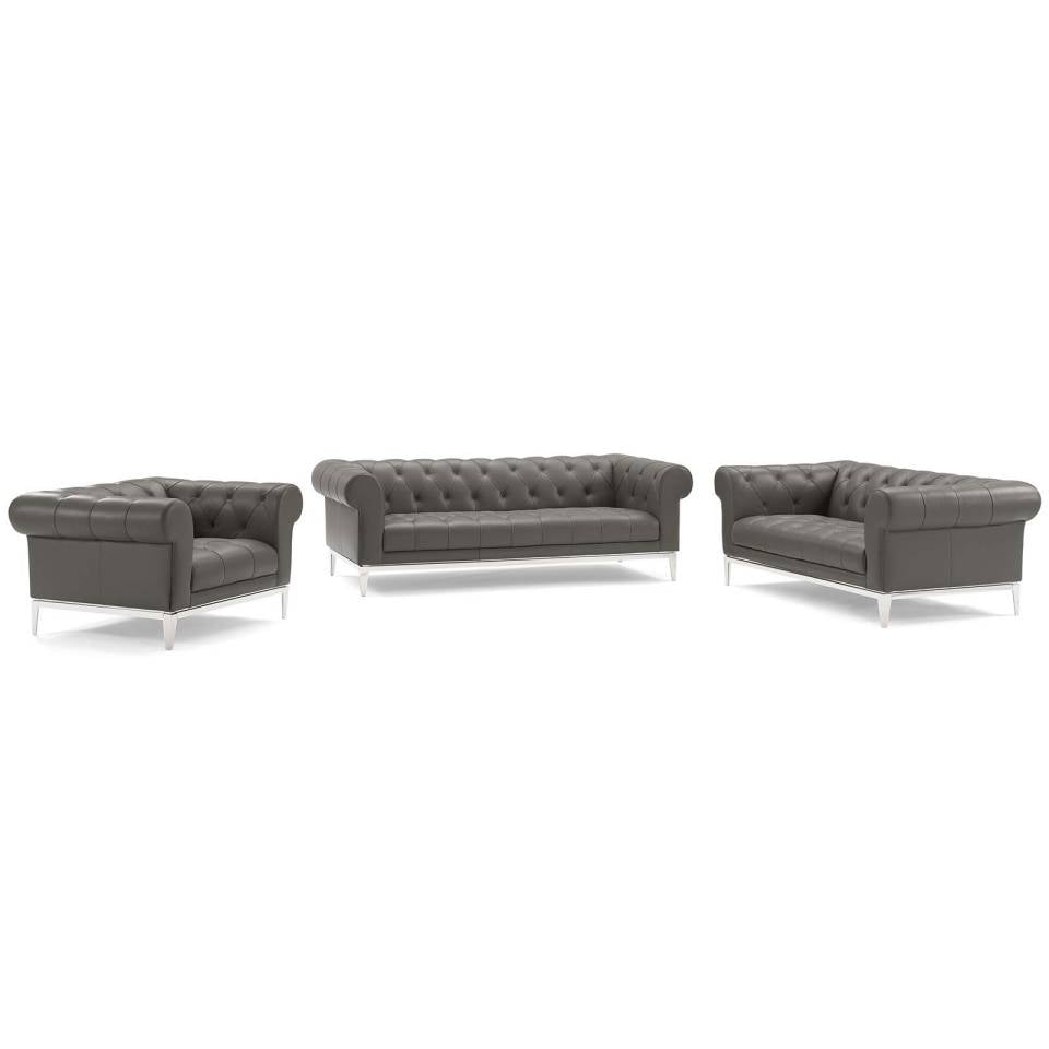 Modway Idyll 3 Piece Upholstered Leather Set | Loveseats | 