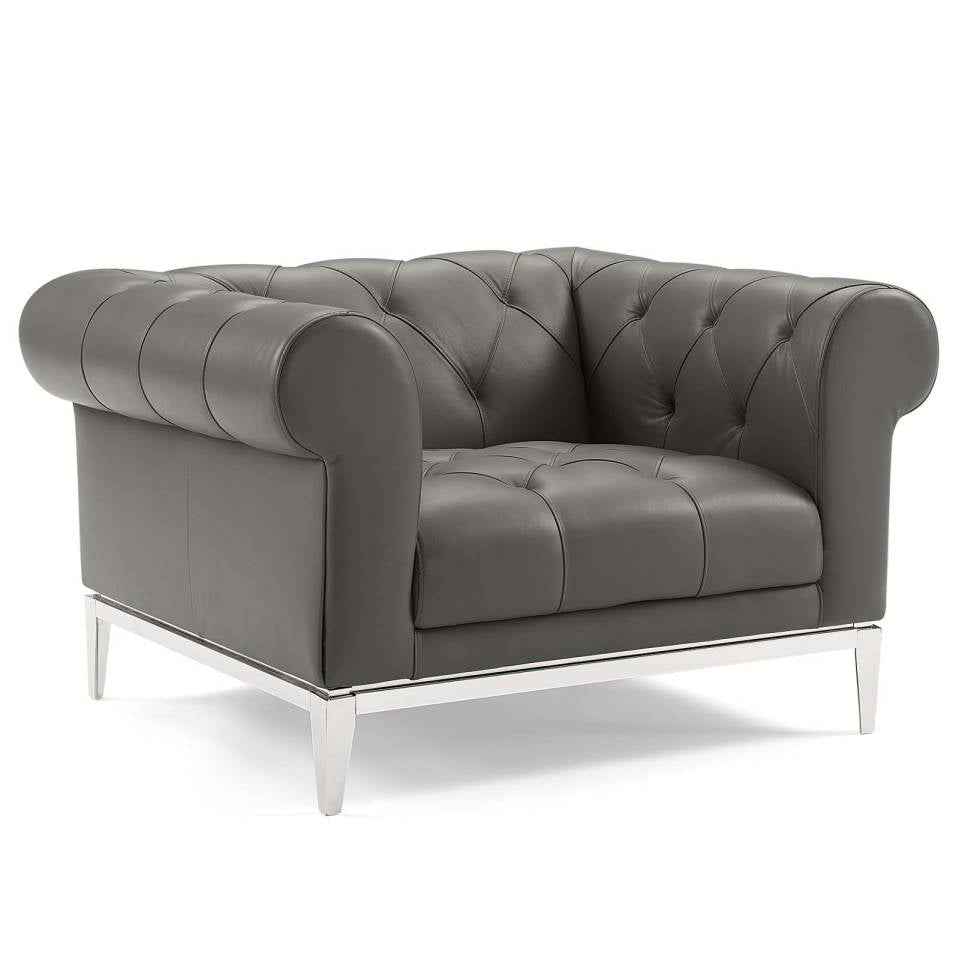 Modway Idyll Tufted Upholstered Leather Loveseat and Armchair | Loveseats | 