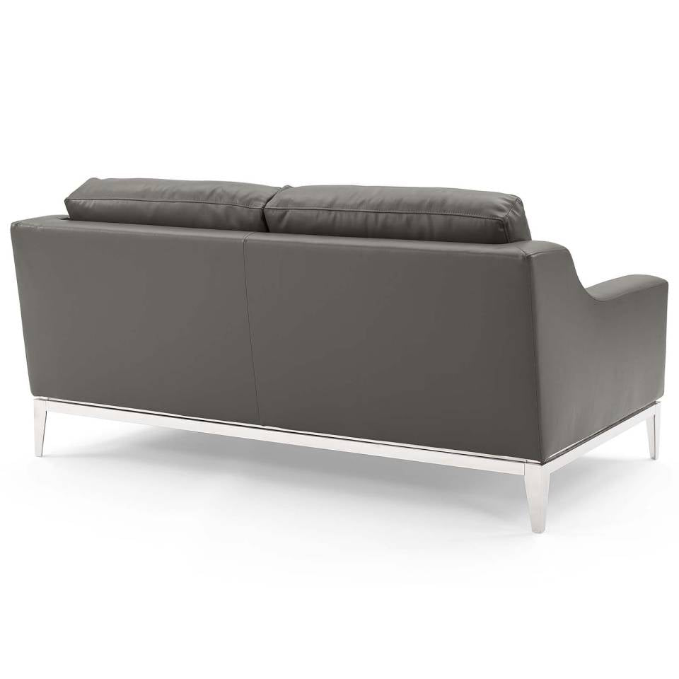 Modway Harness Stainless Steel Base Leather Sofa and Loveseat Set | Loveseats | 
